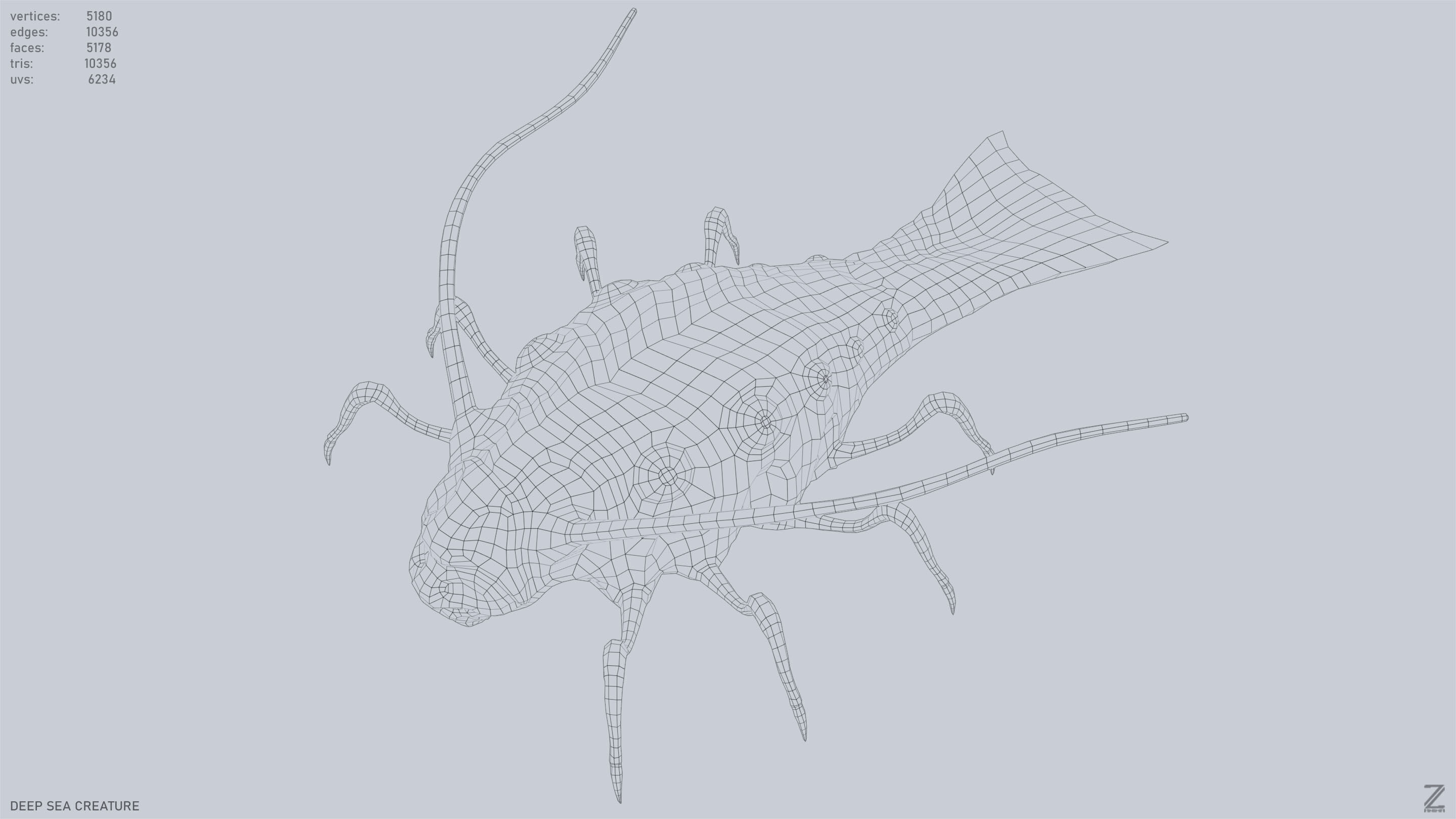 Deep sea creature Low-poly 3D model_9