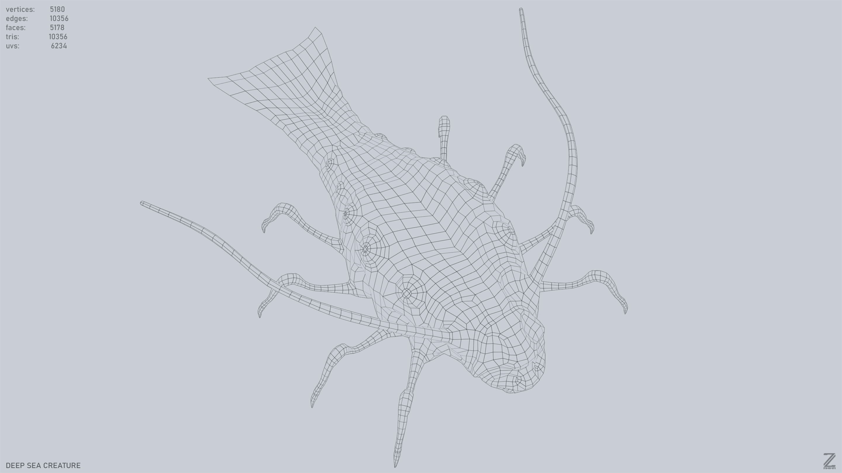 Deep sea creature Low-poly 3D model_11