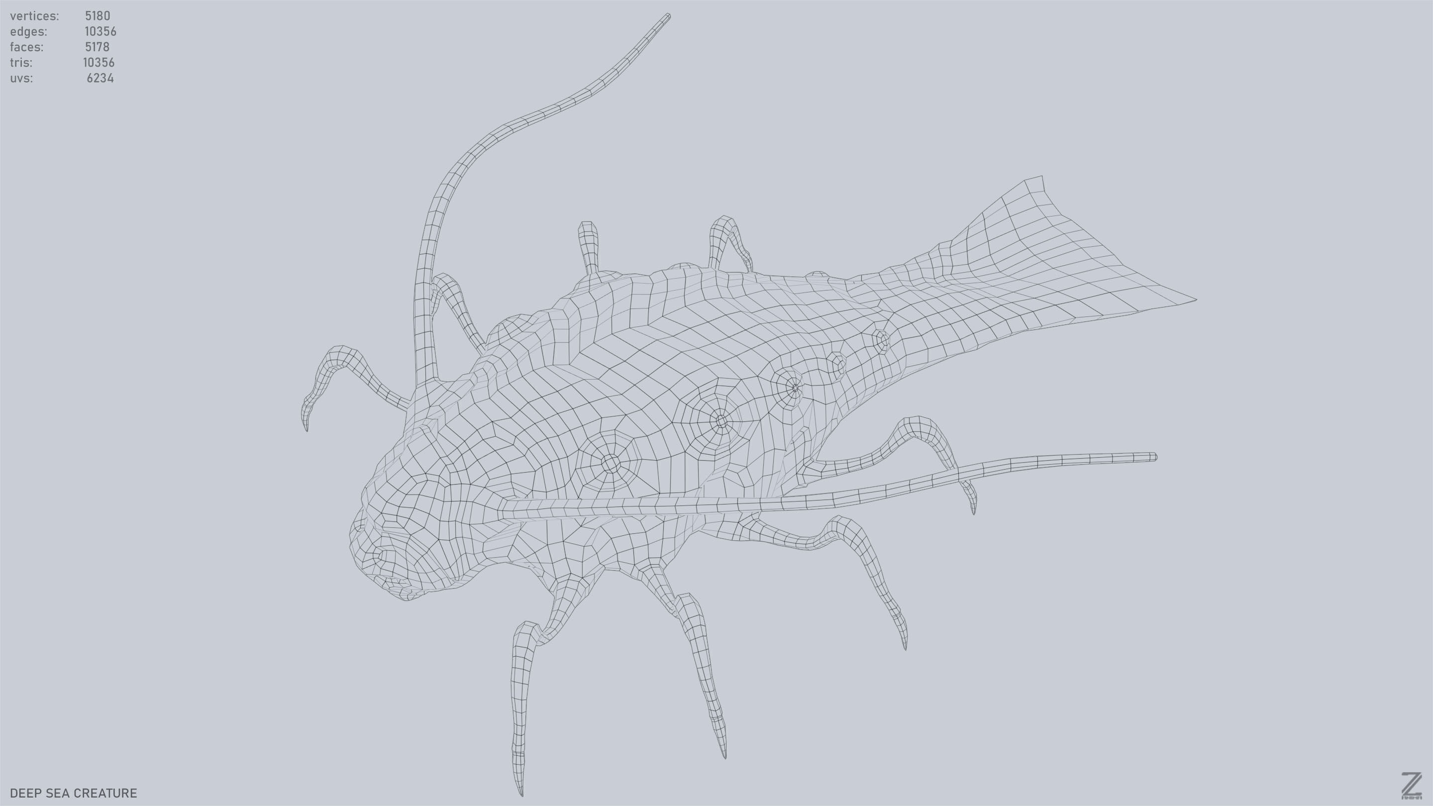 Deep sea creature Low-poly 3D model_15