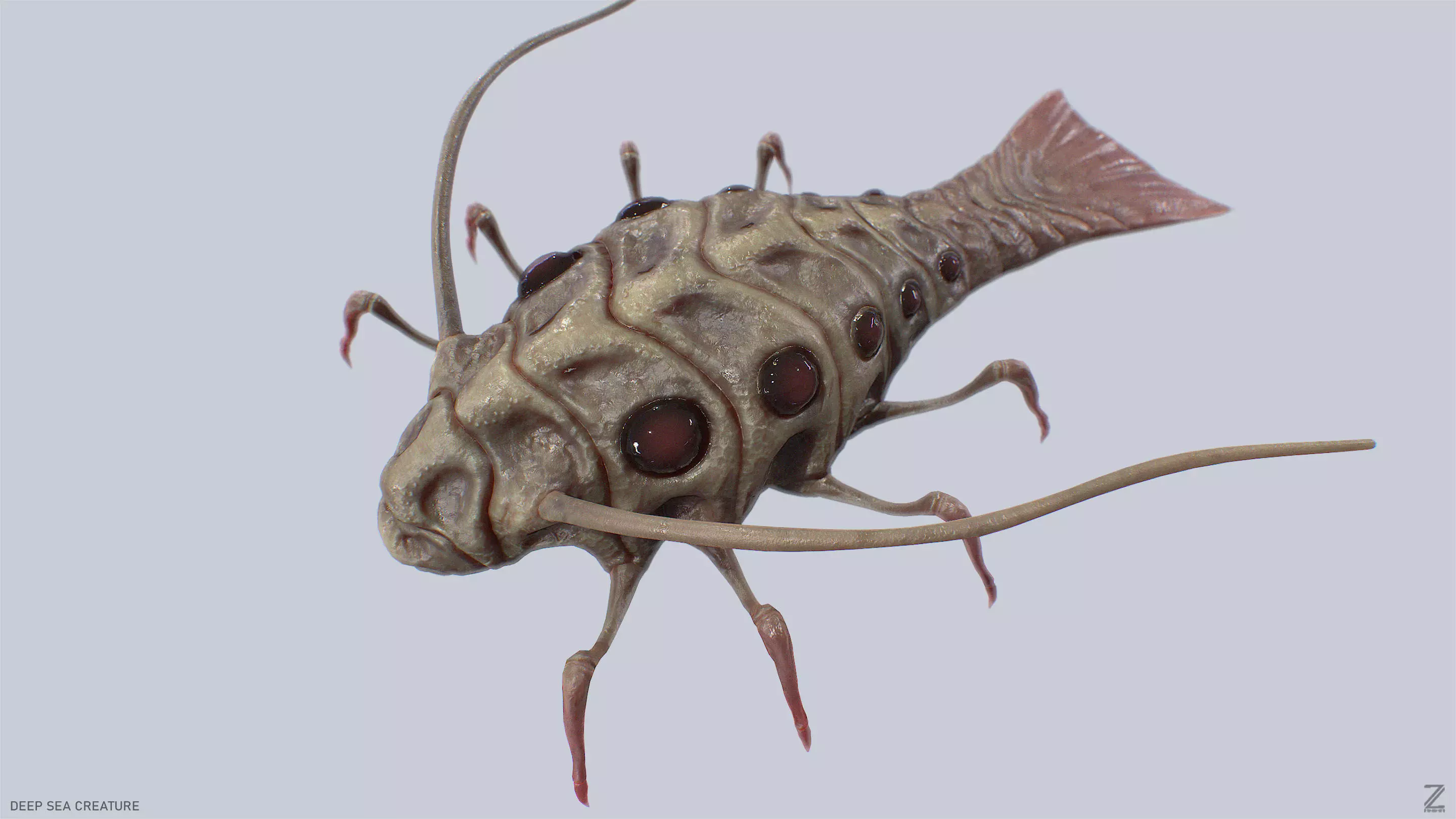 Deep sea creature Low-poly 3D model_0