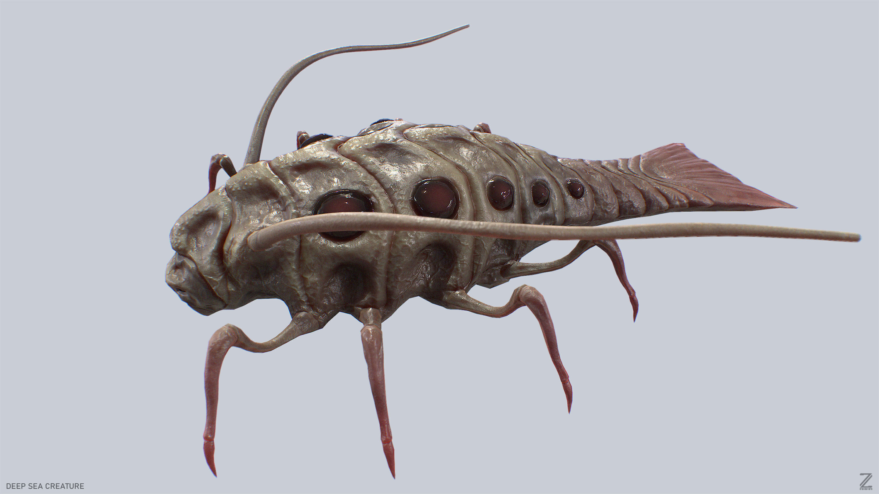 Deep sea creature Low-poly 3D model_7