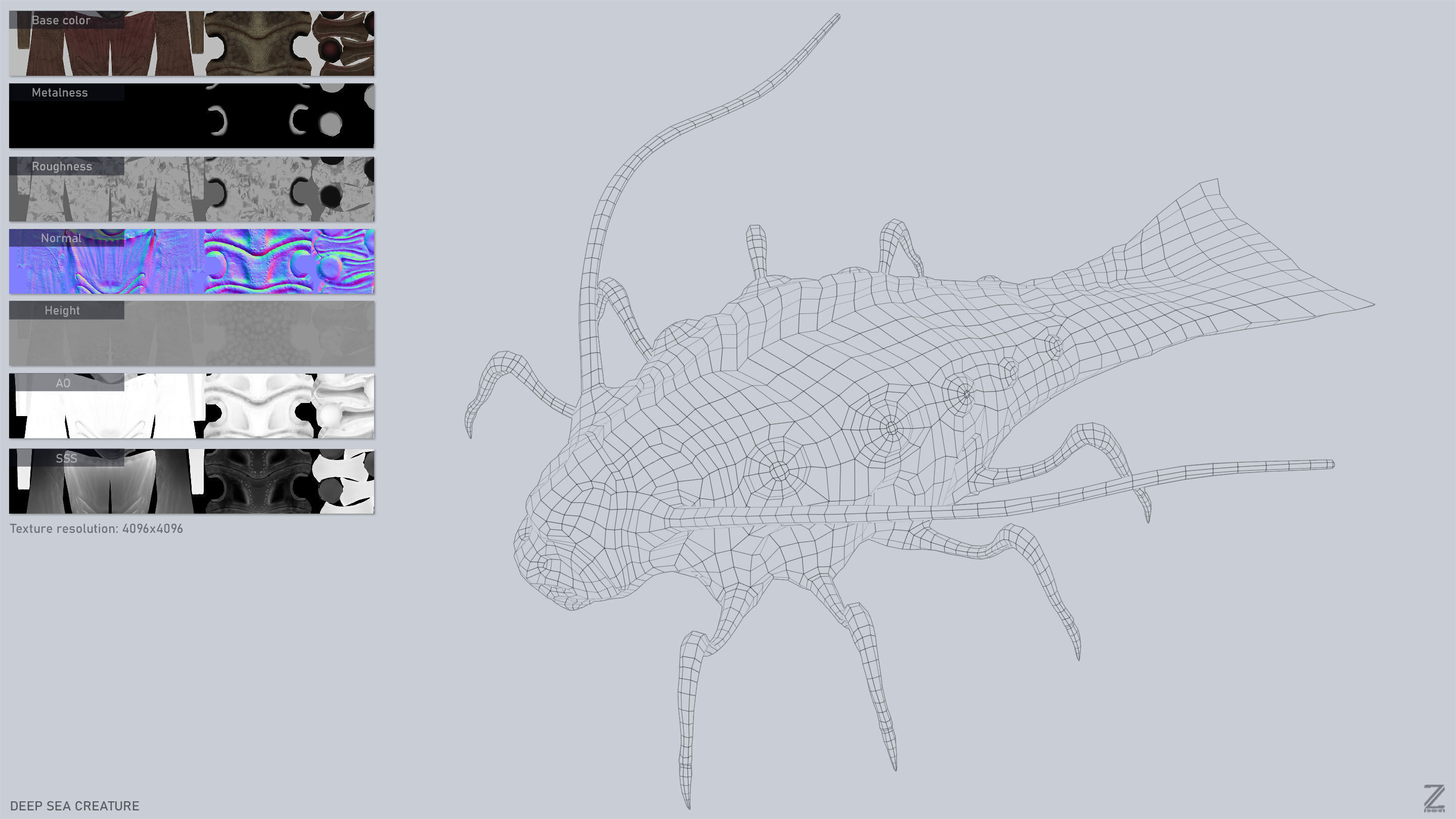 Deep sea creature Low-poly 3D model_3