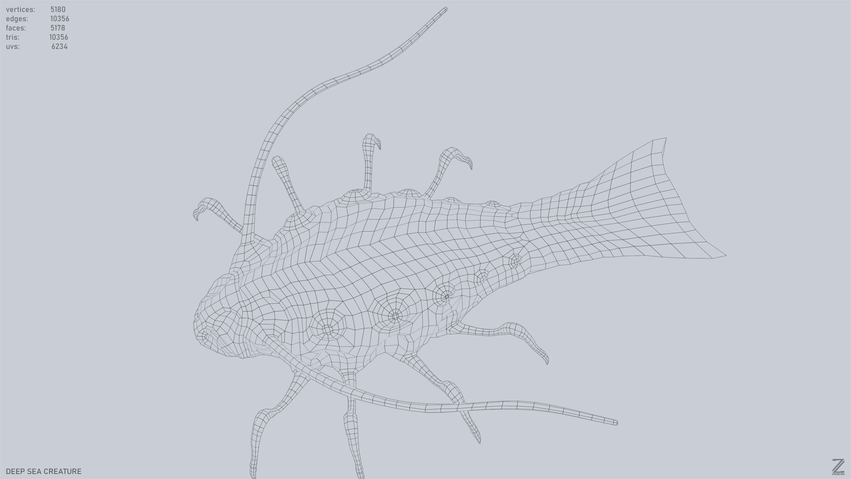 Deep sea creature Low-poly 3D model_10