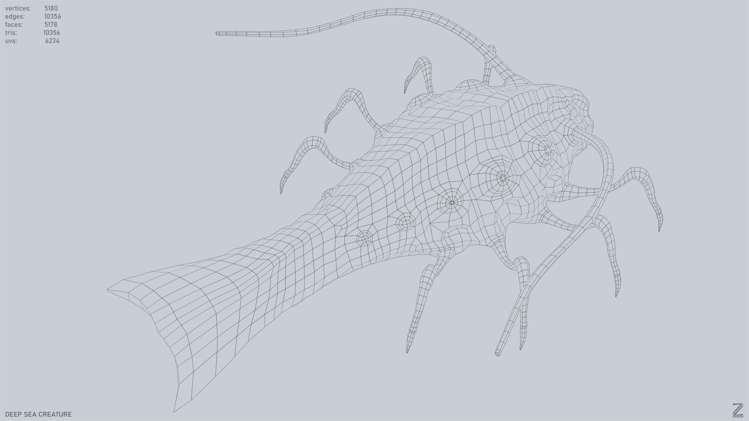 Deep sea creature Low-poly 3D model_12