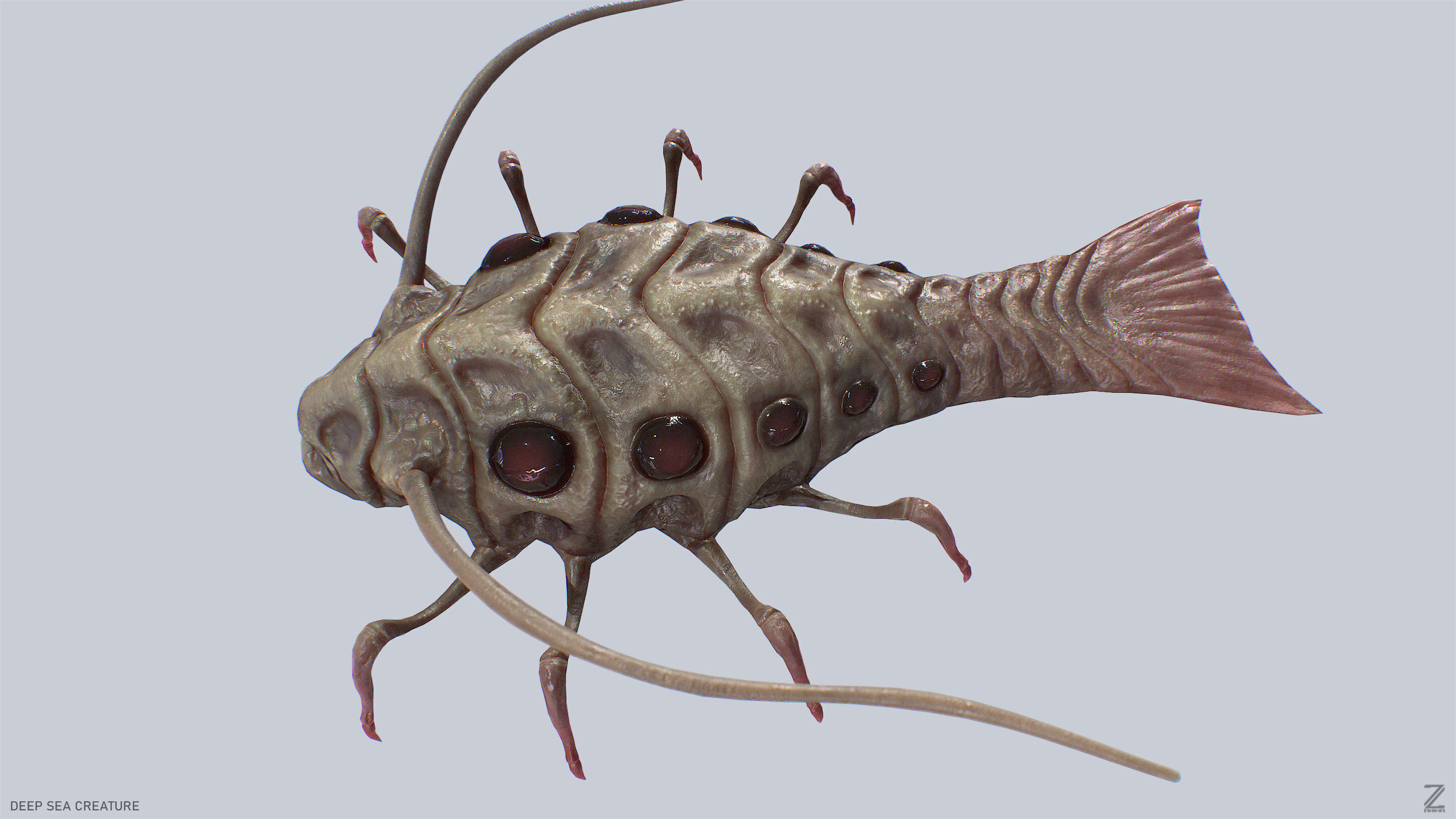 Deep sea creature Low-poly 3D model_2