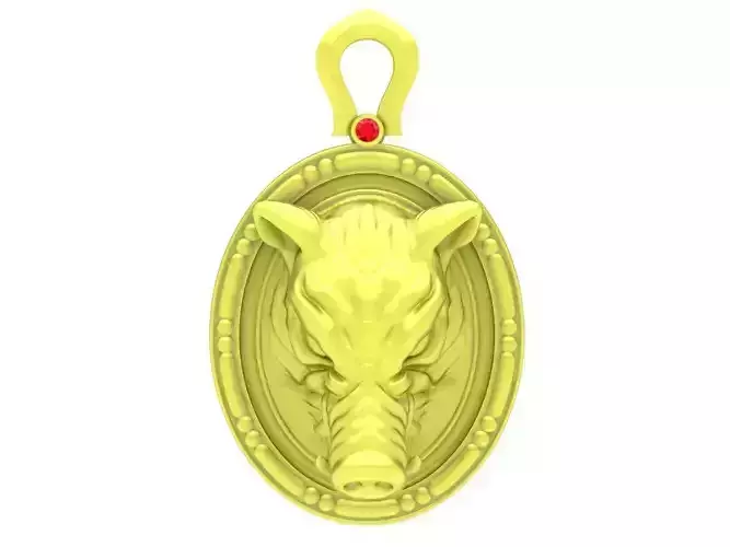 wild boar head oval pendant 3984