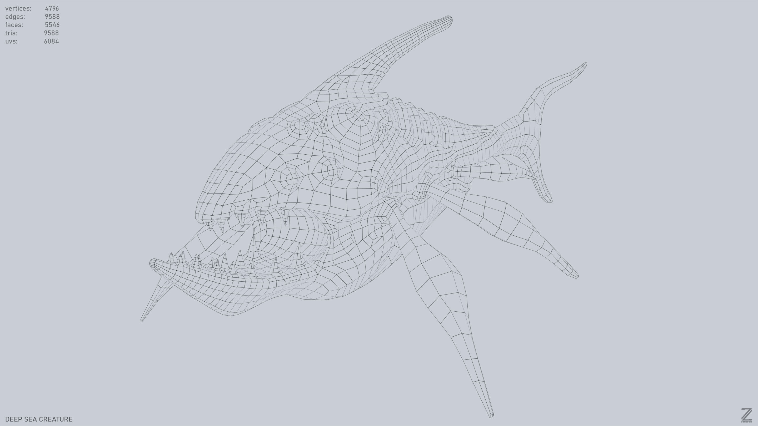 Deep sea creature Low-poly 3D model_15