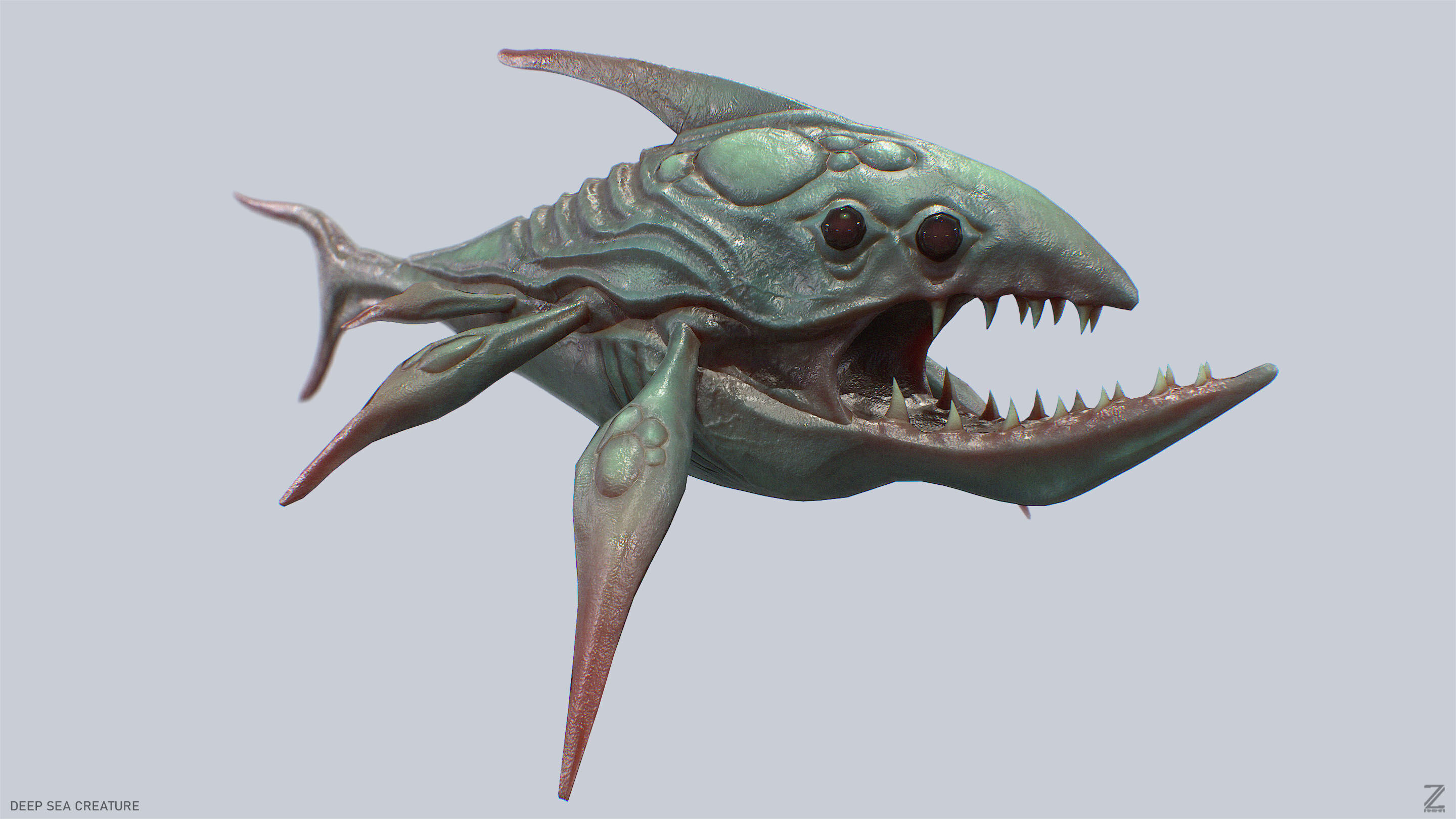 Deep sea creature Low-poly 3D model_4
