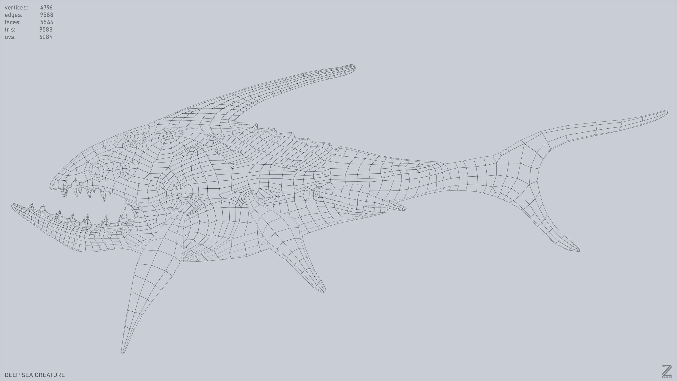 Deep sea creature Low-poly 3D model_10