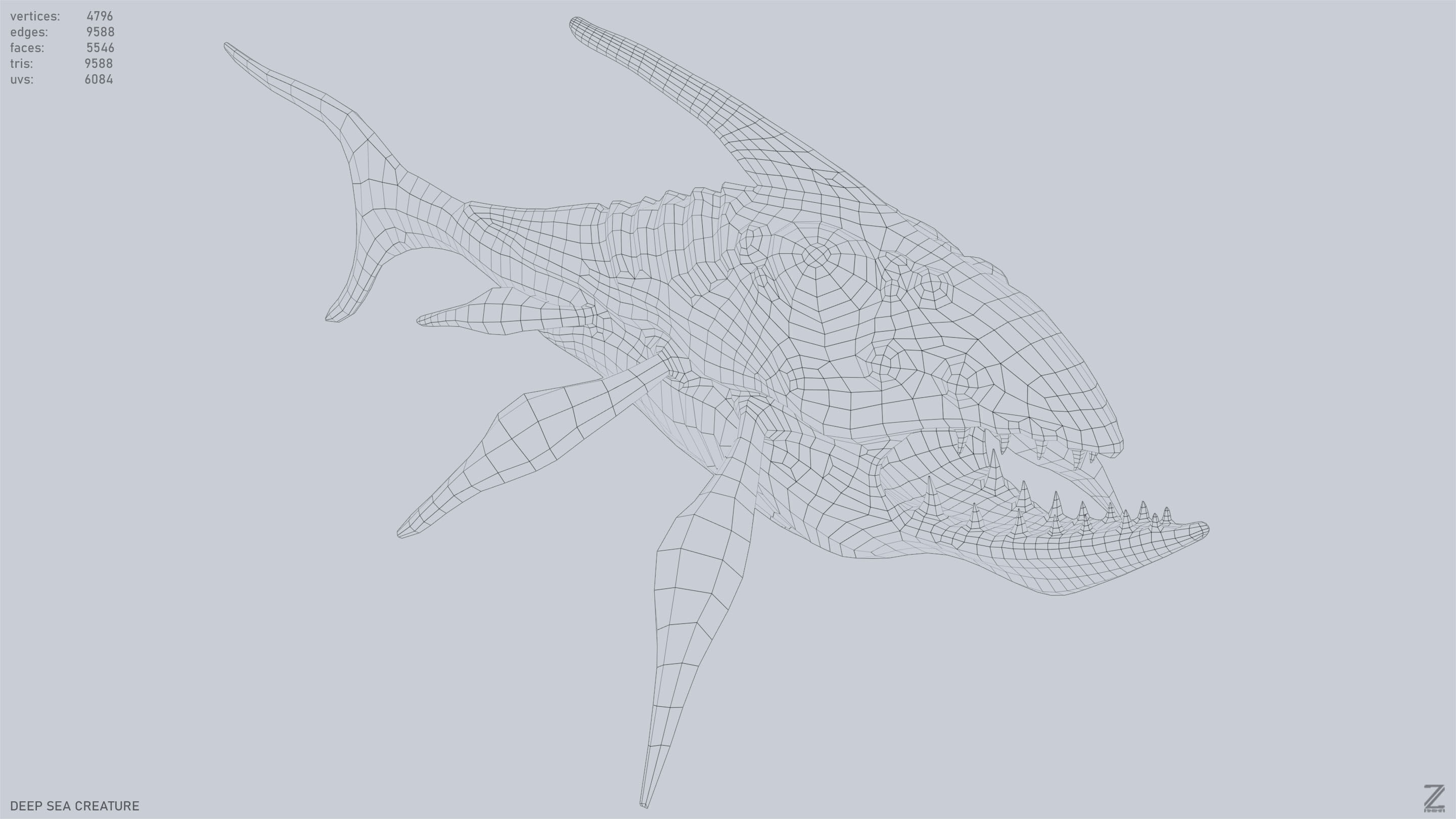 Deep sea creature Low-poly 3D model_11