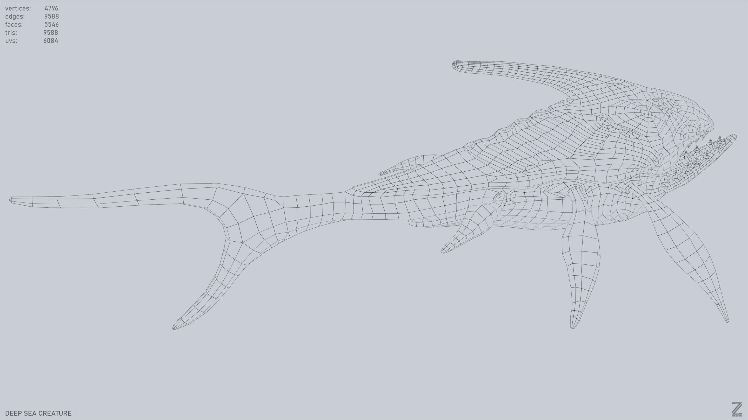 Deep sea creature Low-poly 3D model_12