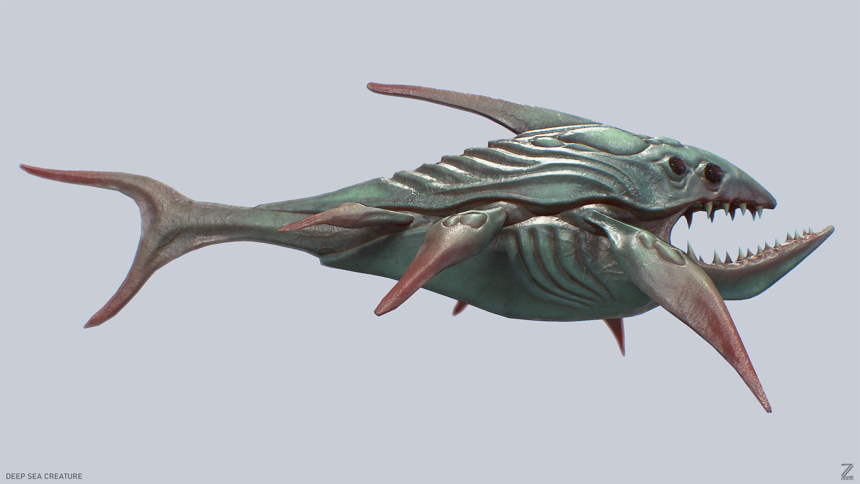 Deep sea creature Low-poly 3D model_8
