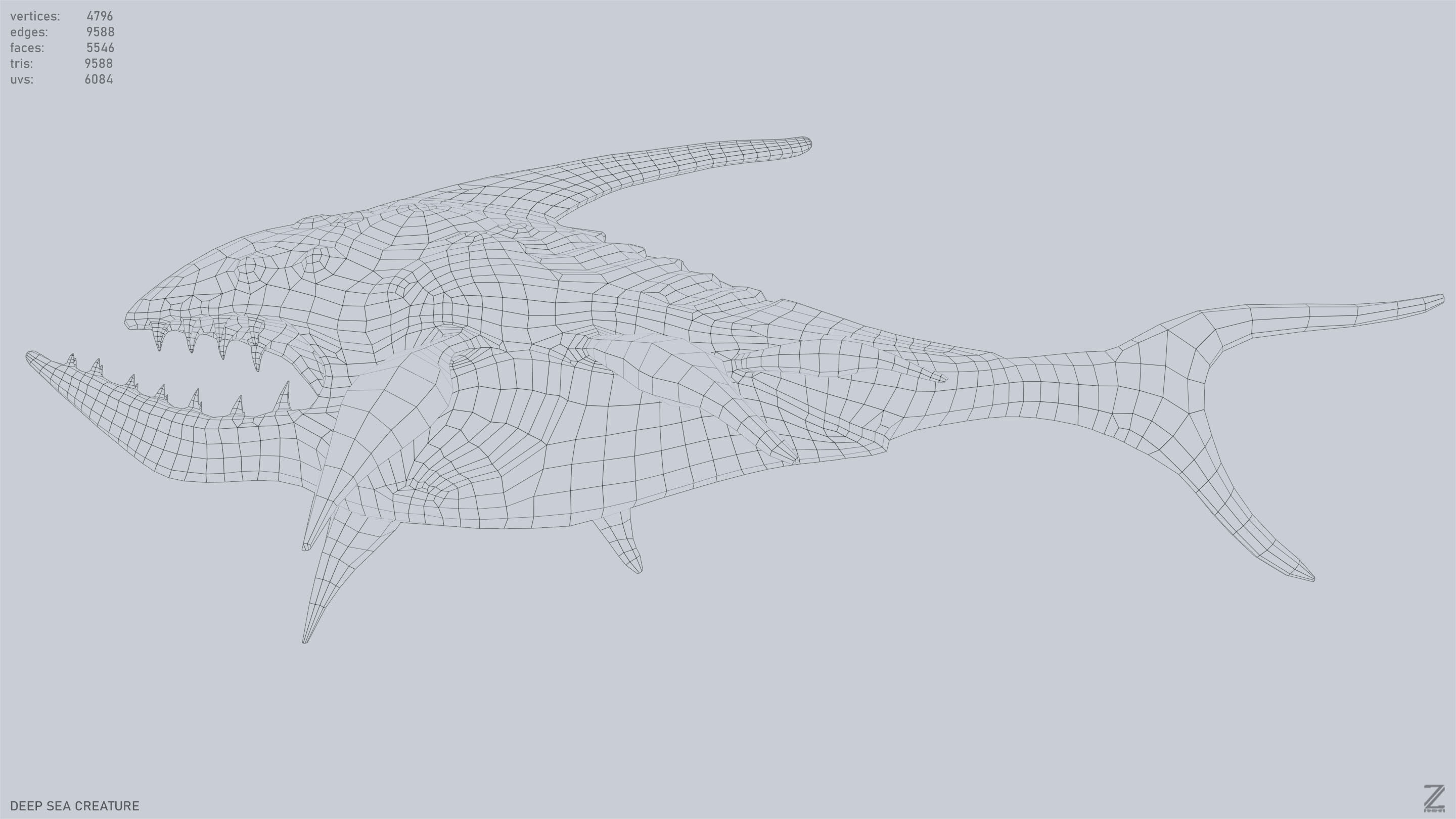 Deep sea creature Low-poly 3D model_13