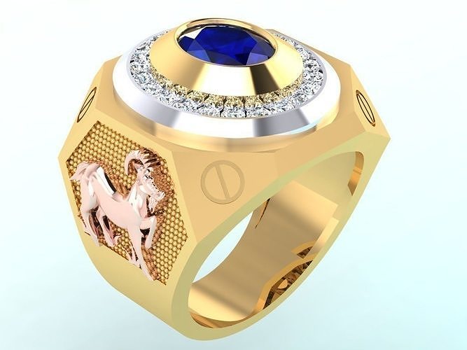 Goat Rings - Mens Rings - N2380 3D print model