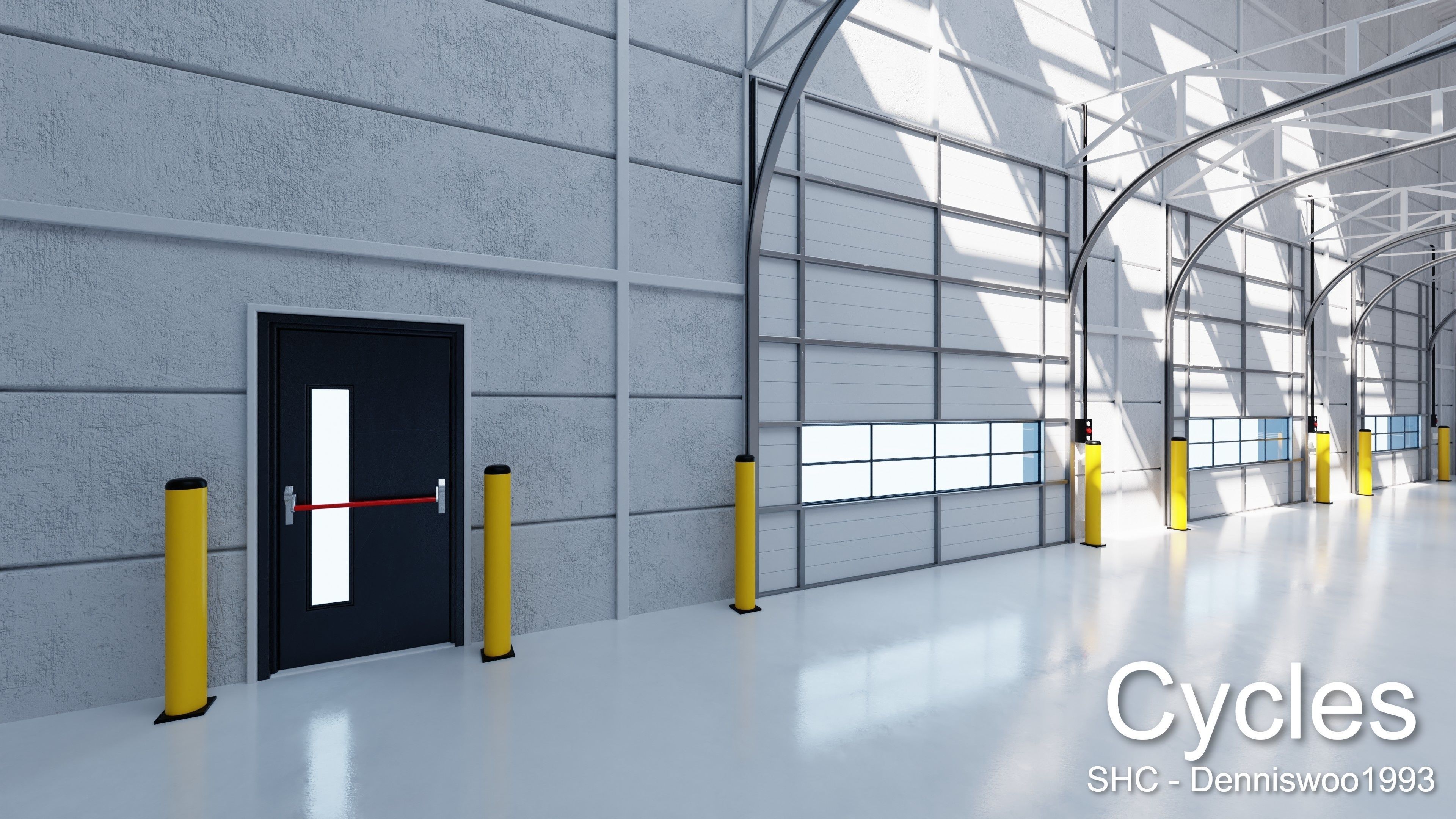 Large modern warehouse for Blender Eevee and Cycles Low-poly 3D model_6