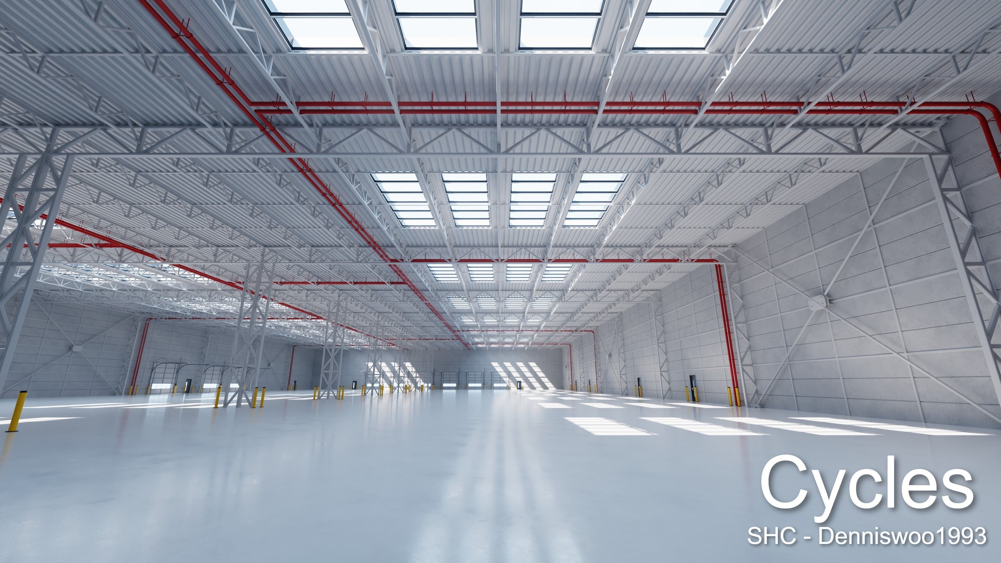Large modern warehouse for Blender Eevee and Cycles Low-poly 3D model_5