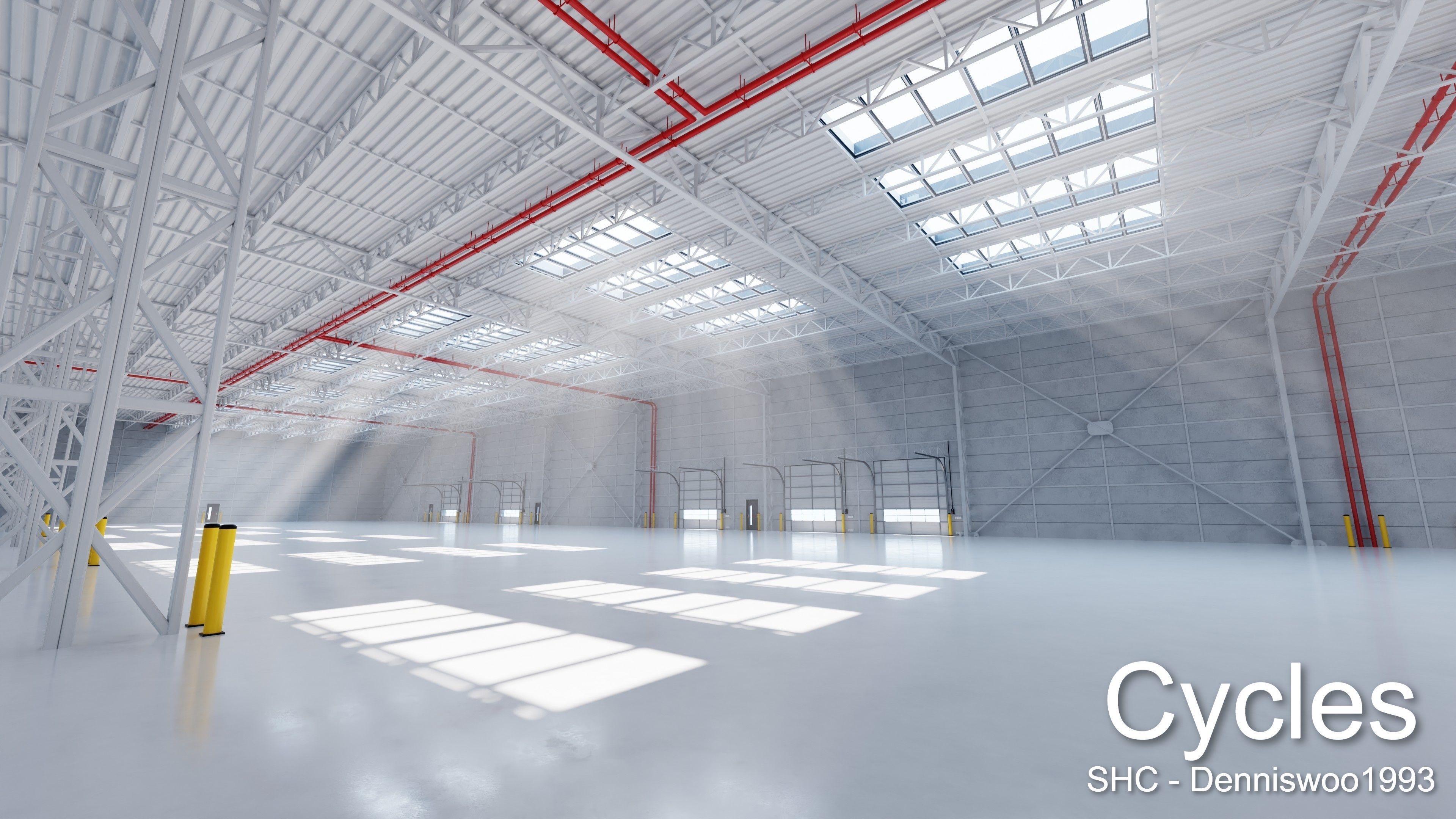 Large modern warehouse for Blender Eevee and Cycles Low-poly 3D model_3