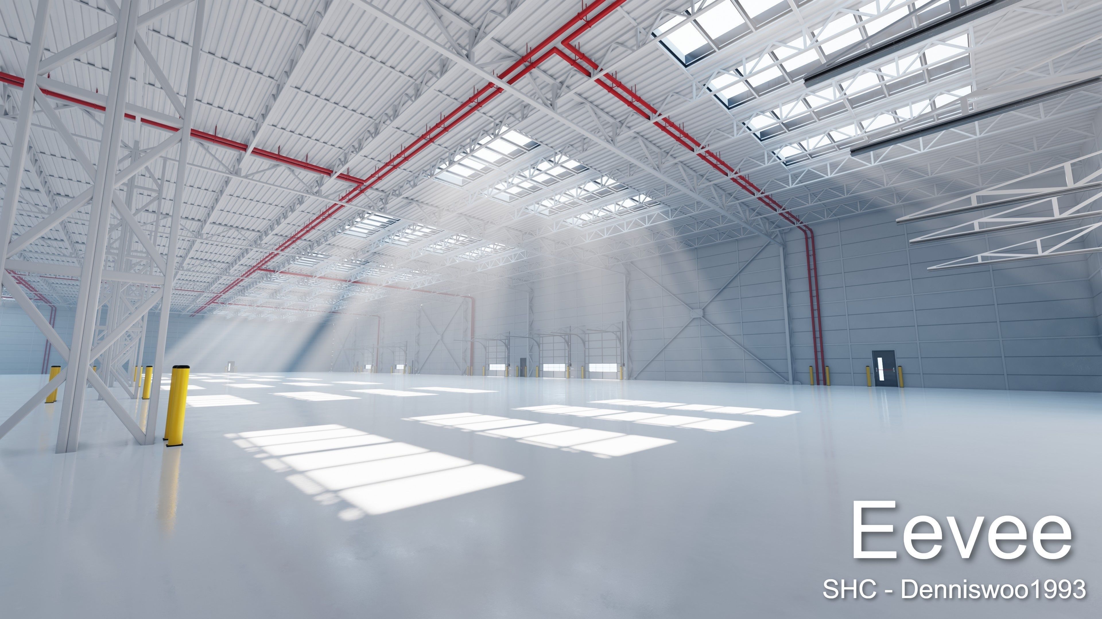 Large modern warehouse for Blender Eevee and Cycles Low-poly 3D model_10