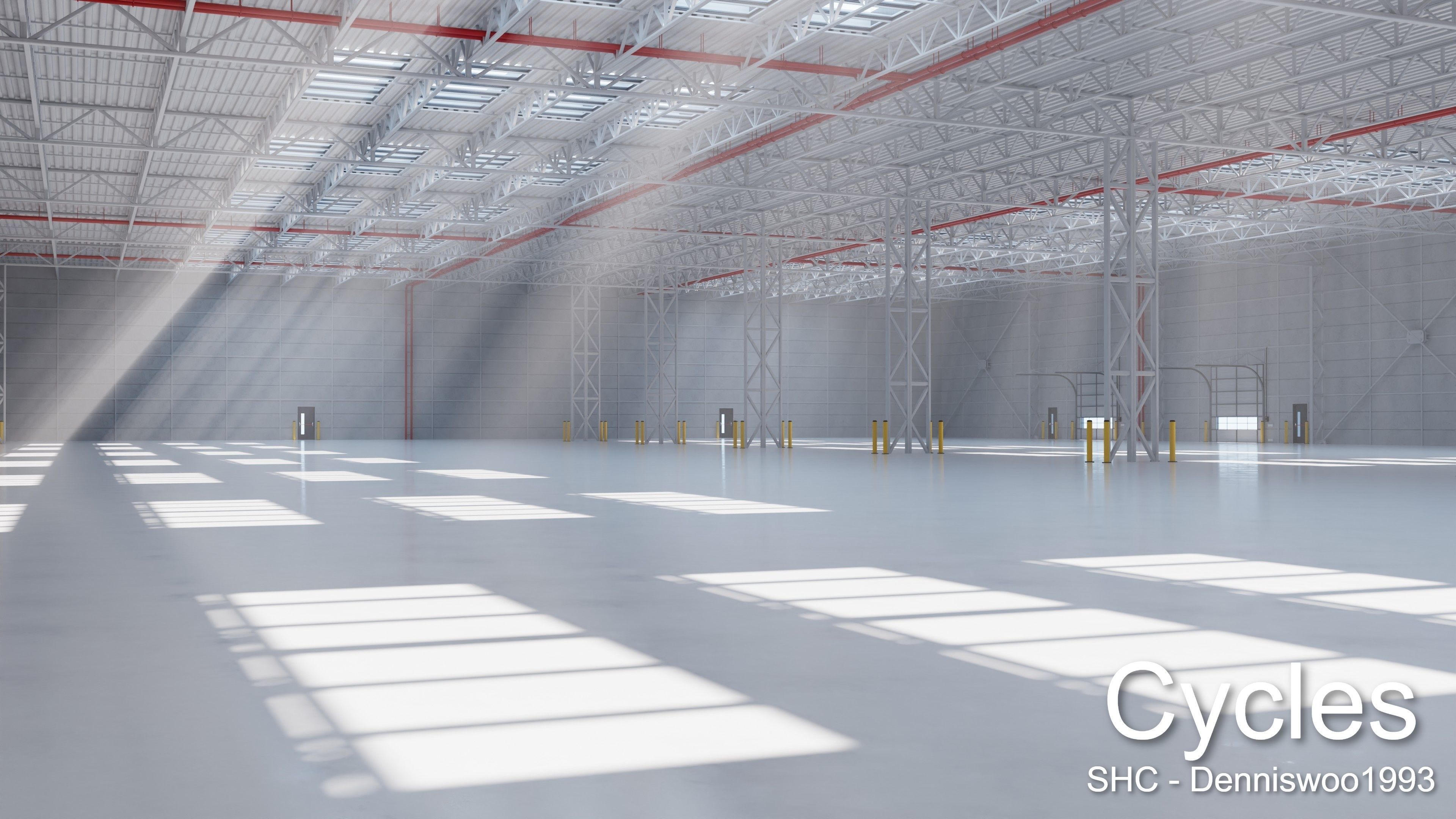 Large modern warehouse for Blender Eevee and Cycles Low-poly 3D model_8