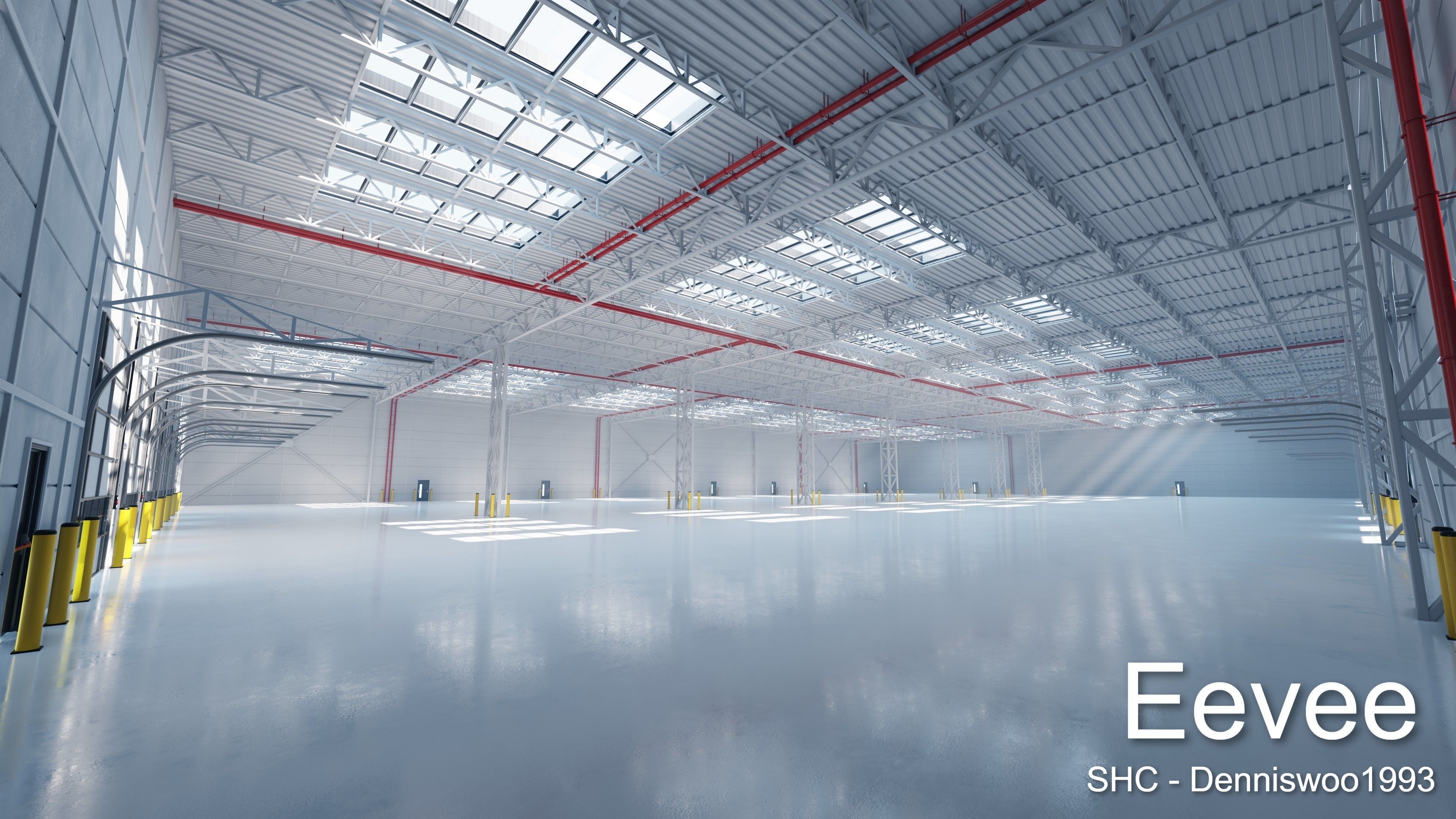 Large modern warehouse for Blender Eevee and Cycles Low-poly 3D model_9