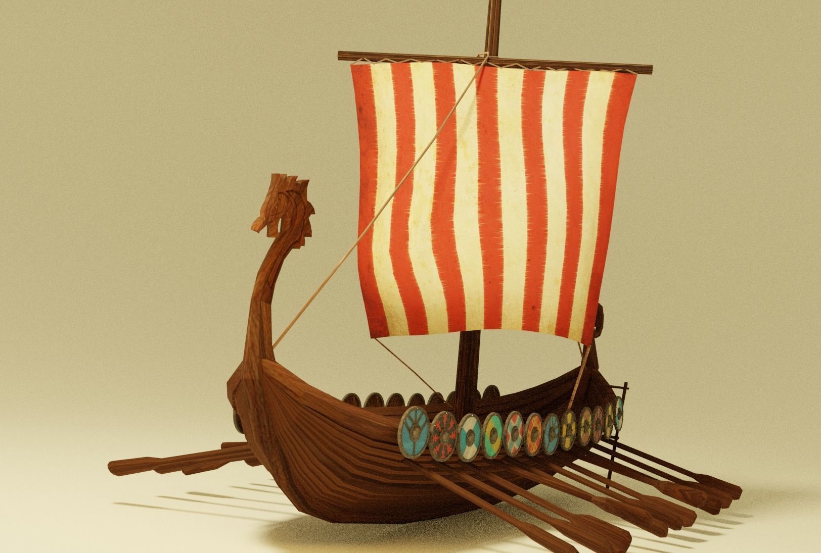 Viking Ship Low-poly 3D model_4