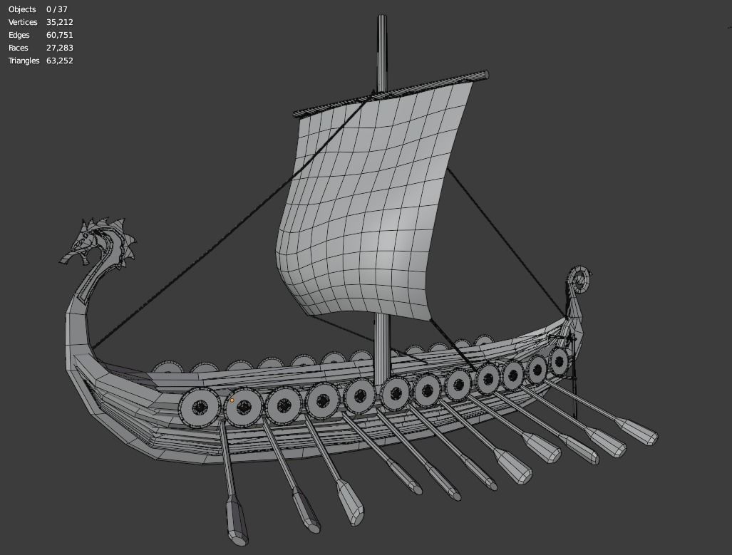 Viking Ship Low-poly 3D model_14