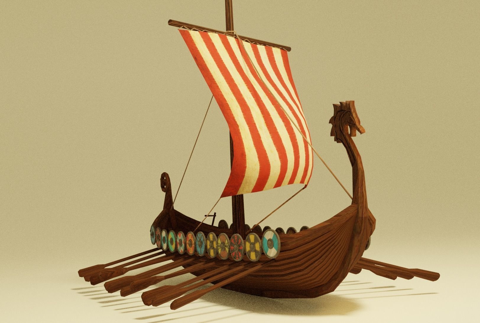 Viking Ship Low-poly 3D model_3