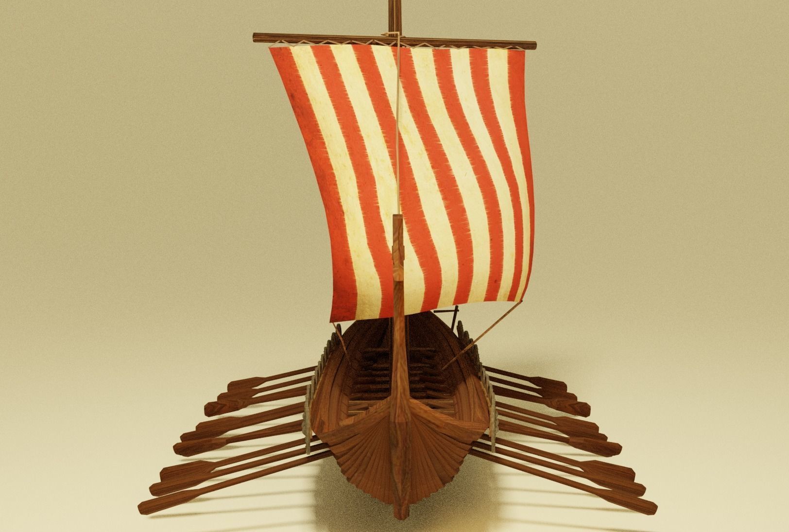 Viking Ship Low-poly 3D model_1