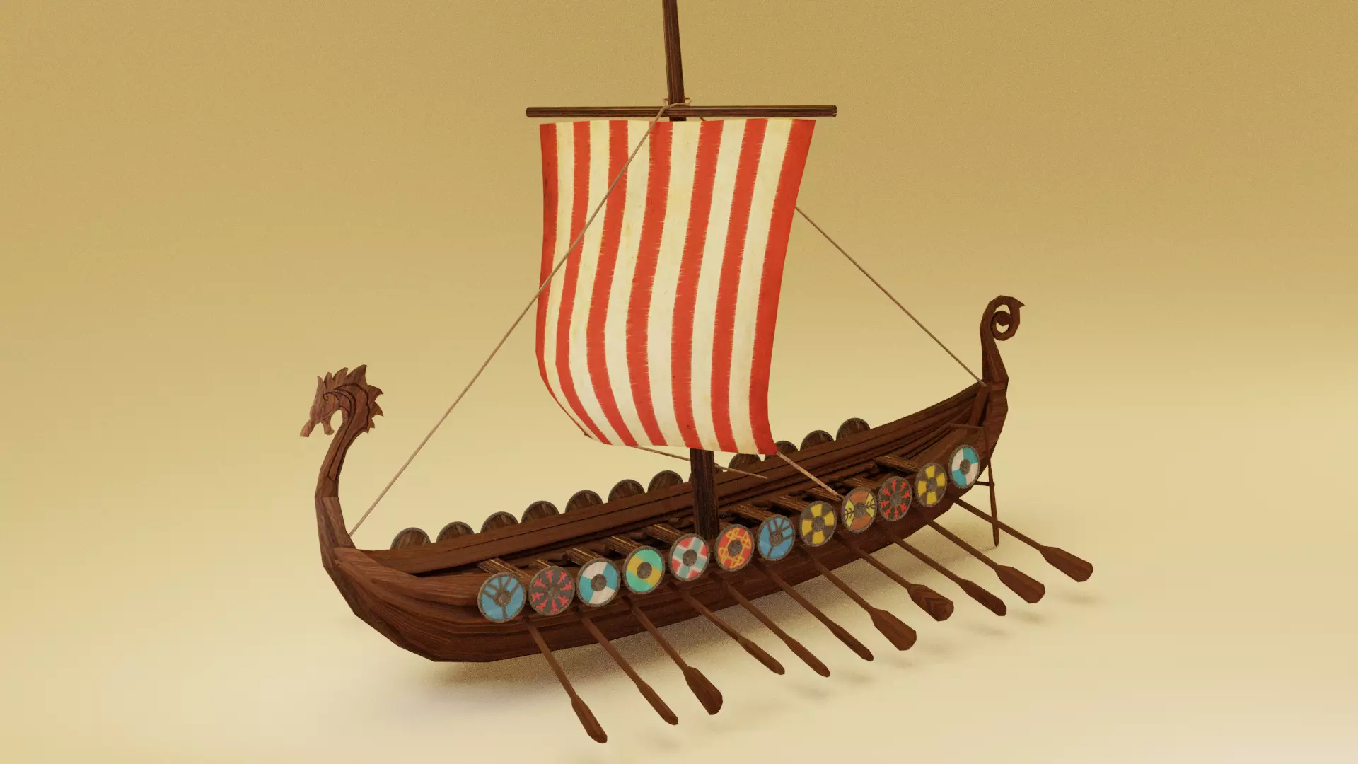Viking Ship Low-poly 3D model_0