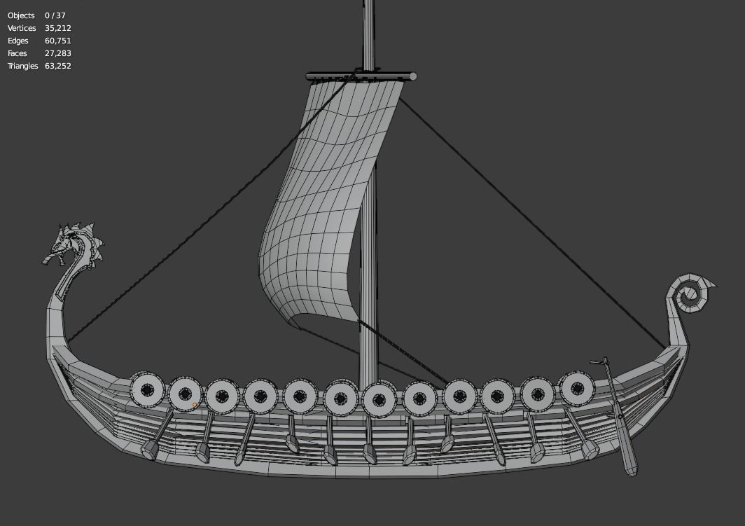 Viking Ship Low-poly 3D model_11