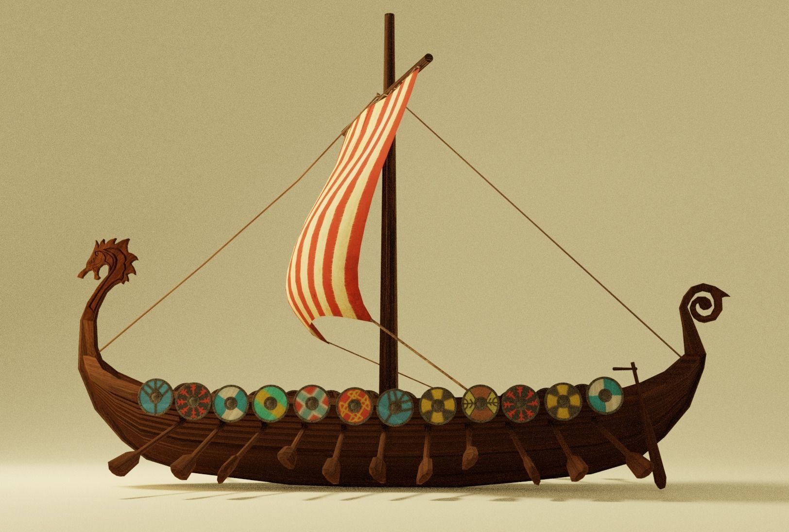 Viking Ship Low-poly 3D model_5