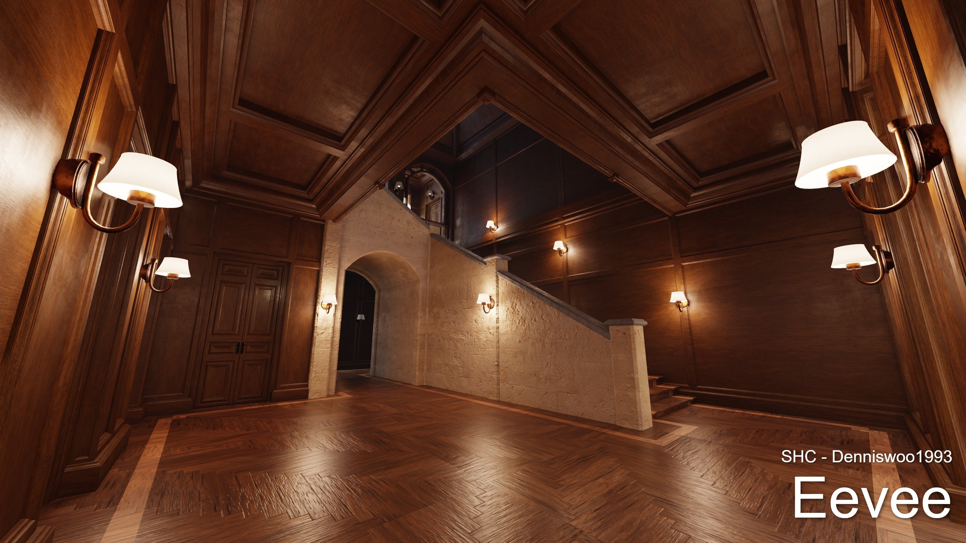 Classic Estate with interior for Blender Eevee and Cycles Low-poly 3D model_51