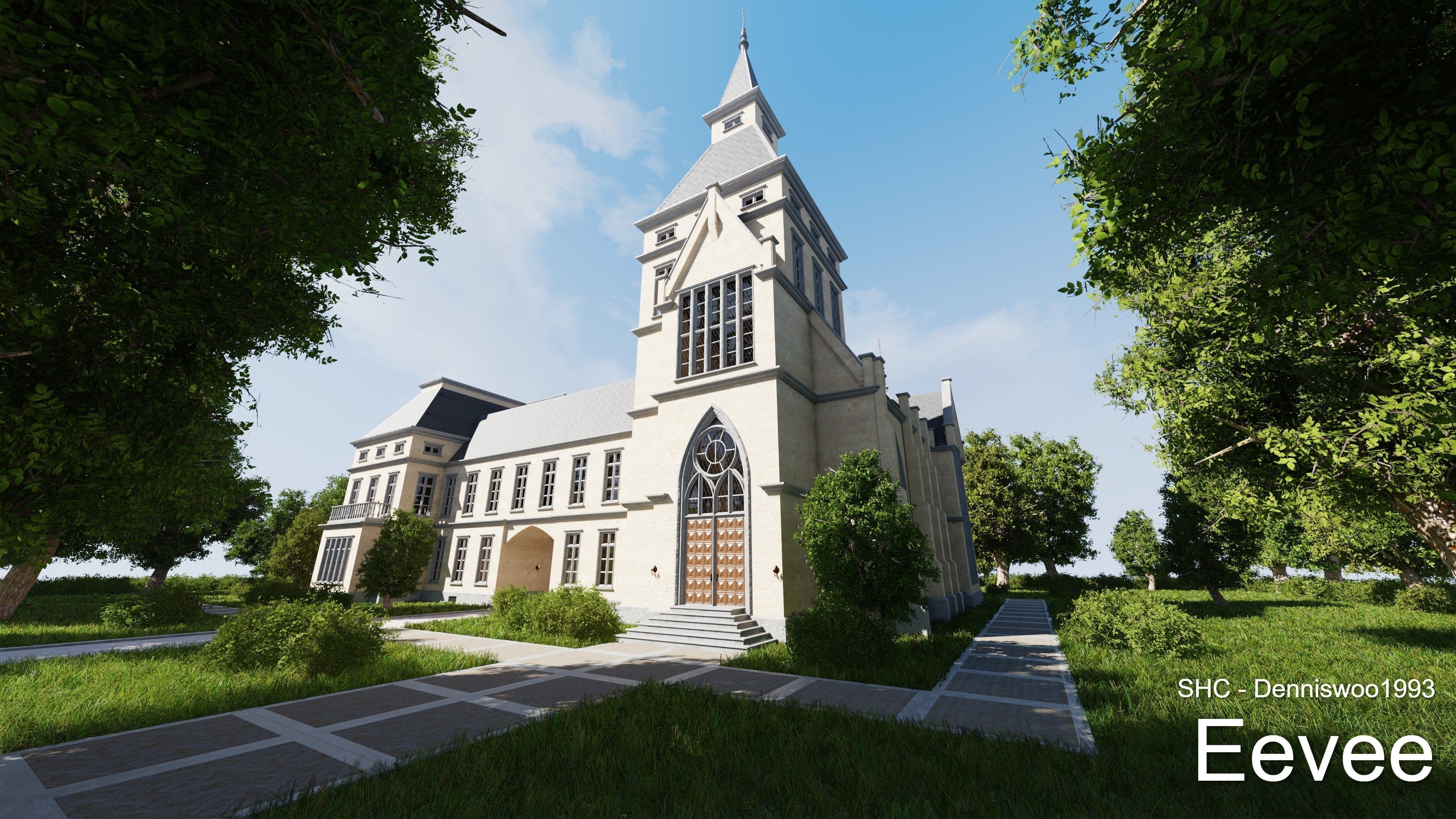 Classic Estate with interior for Blender Eevee and Cycles Low-poly 3D model_48