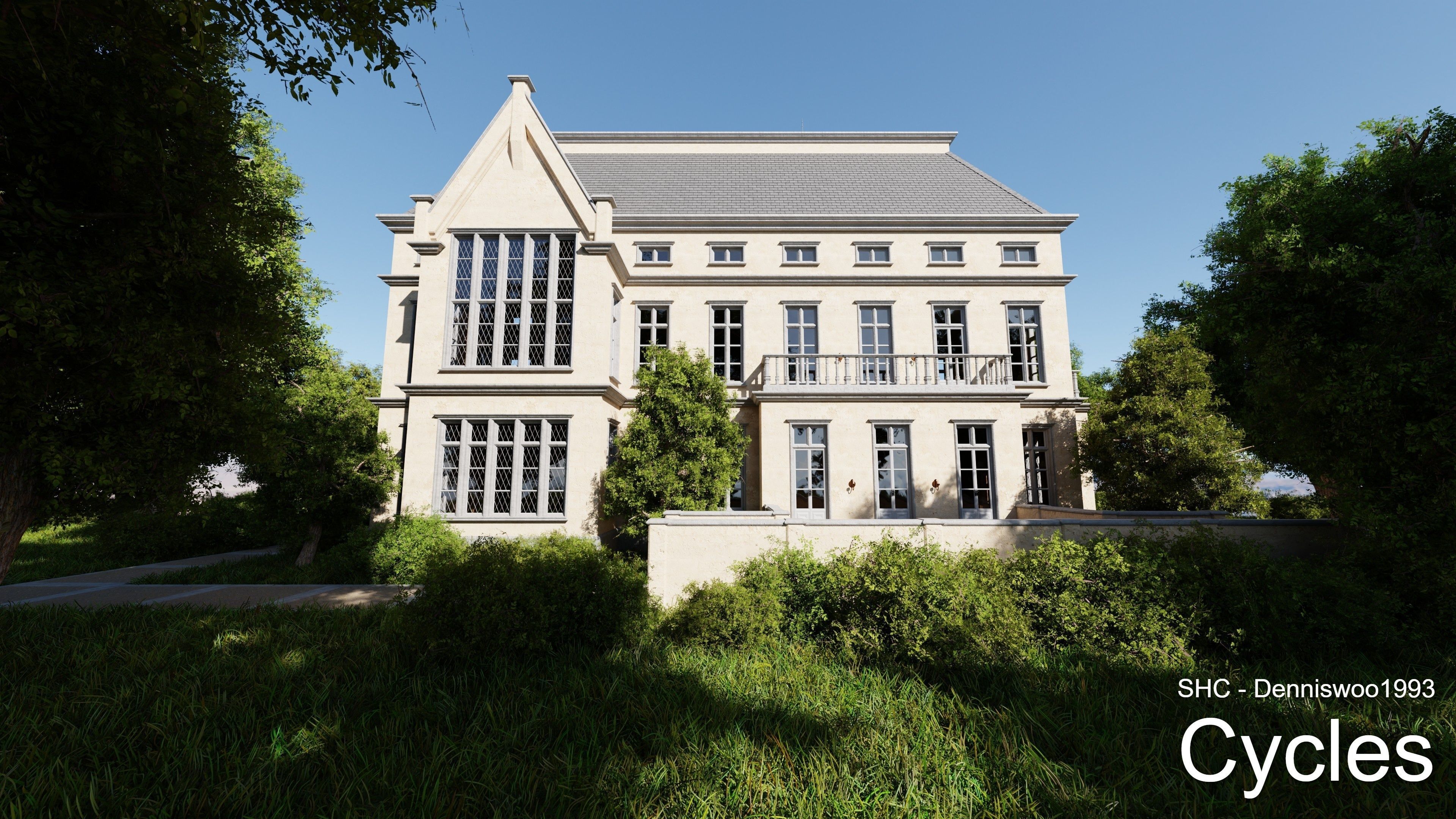 Classic Estate with interior for Blender Eevee and Cycles Low-poly 3D model_5