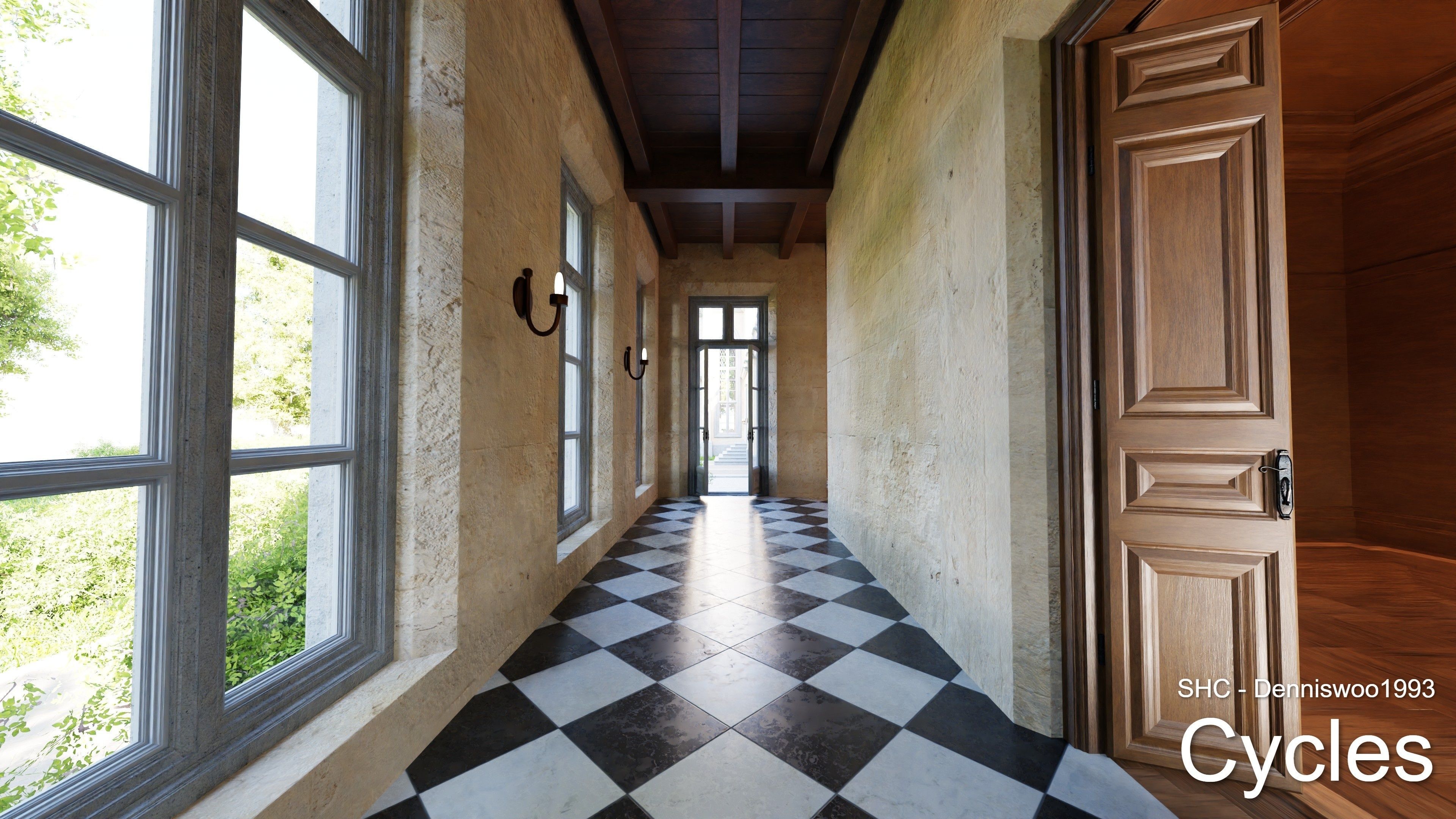 Classic Estate with interior for Blender Eevee and Cycles Low-poly 3D model_17