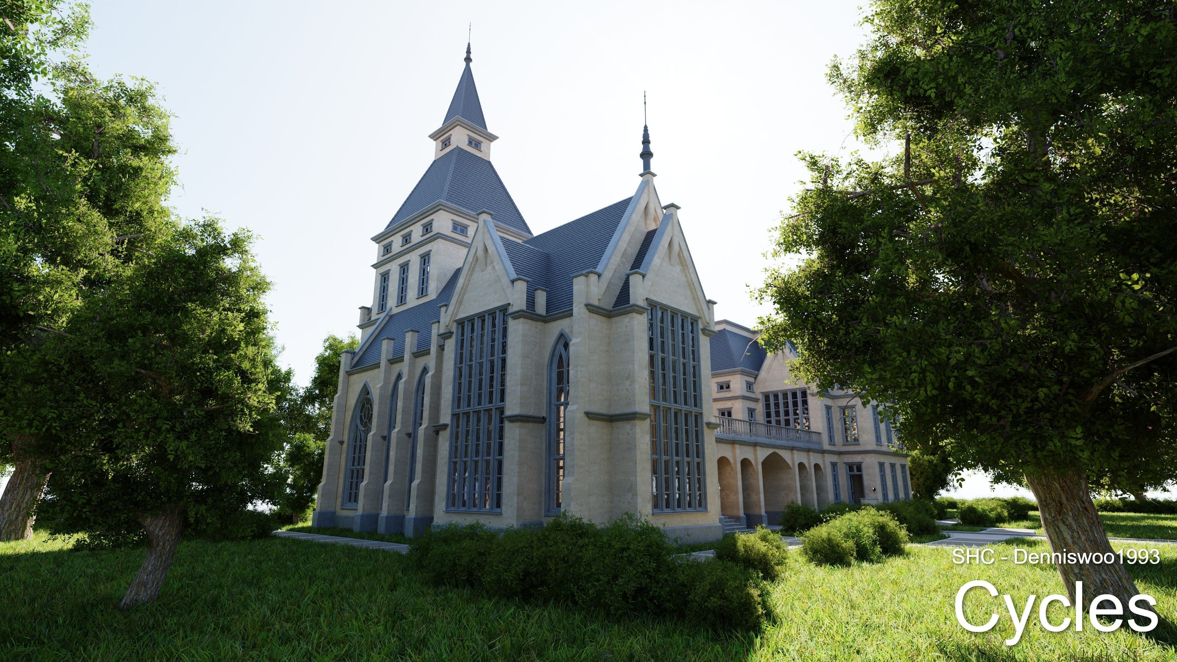 Classic Estate with interior for Blender Eevee and Cycles Low-poly 3D model_10