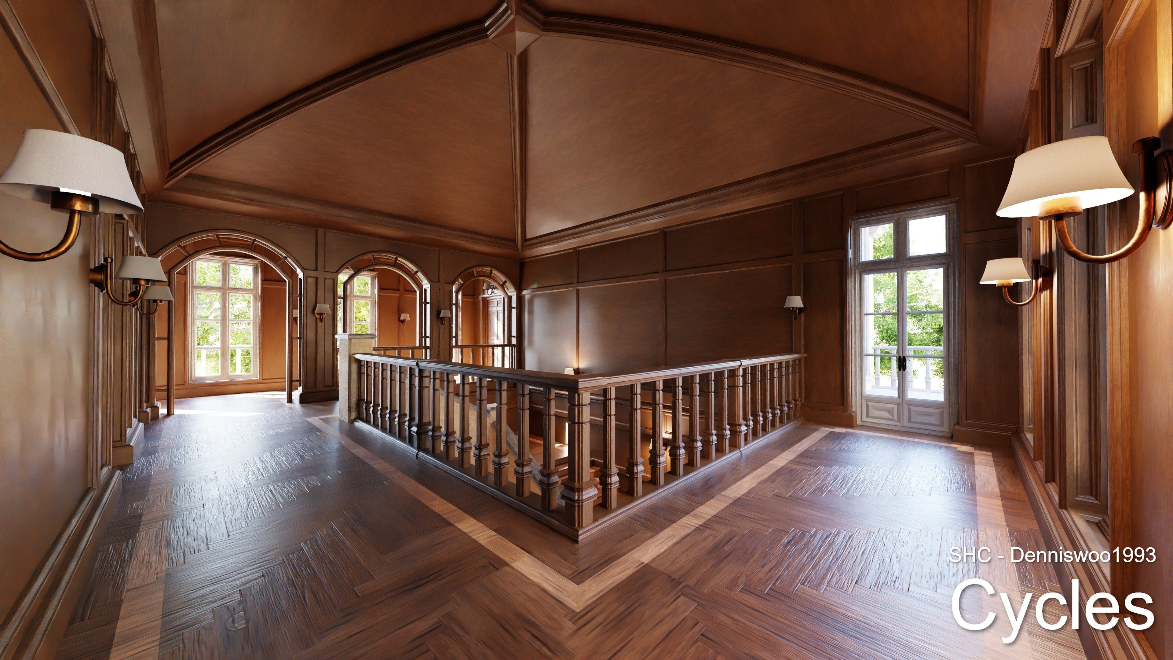 Classic Estate with interior for Blender Eevee and Cycles Low-poly 3D model_22