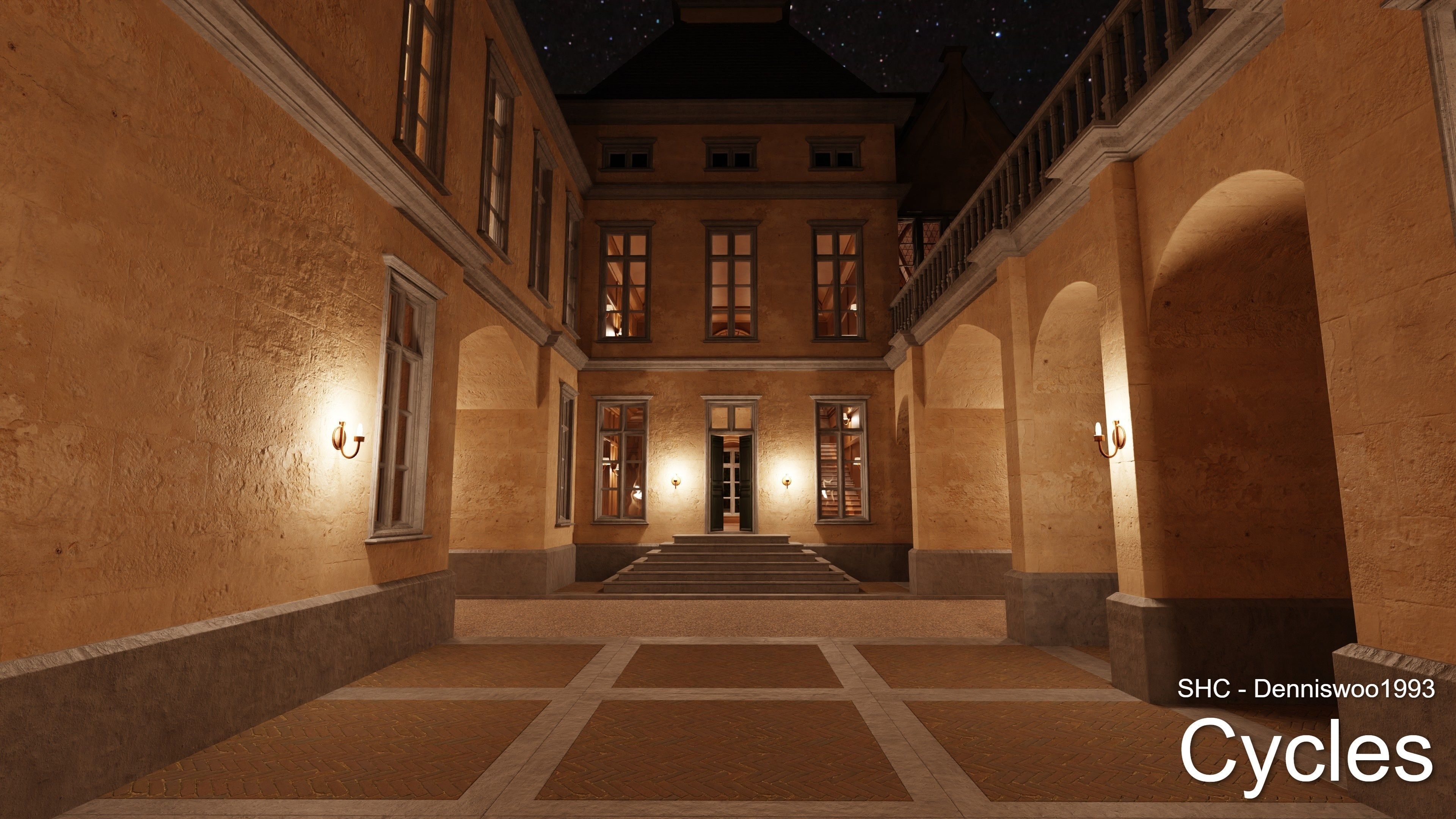 Classic Estate with interior for Blender Eevee and Cycles Low-poly 3D model_43