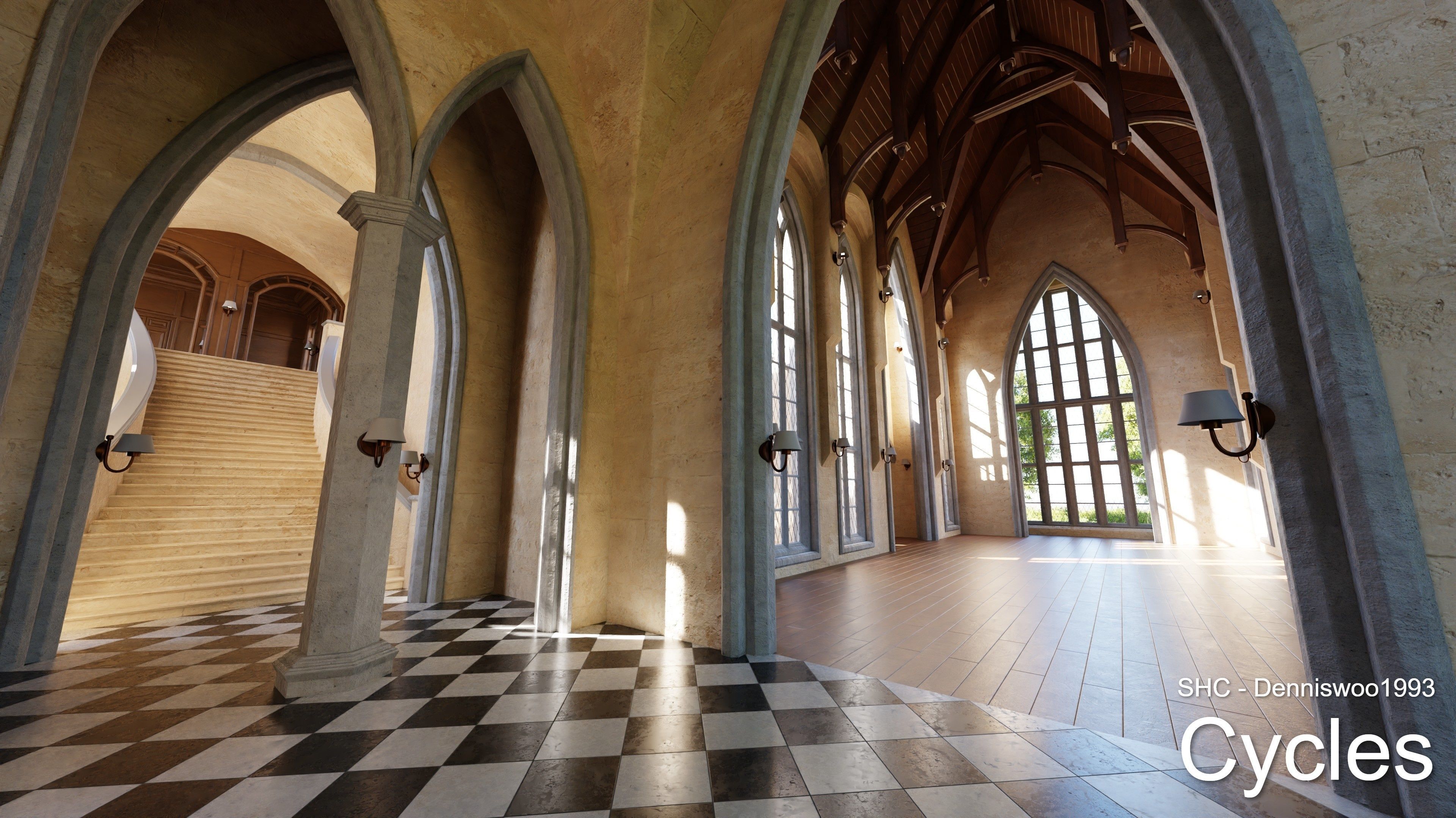 Classic Estate with interior for Blender Eevee and Cycles Low-poly 3D model_2