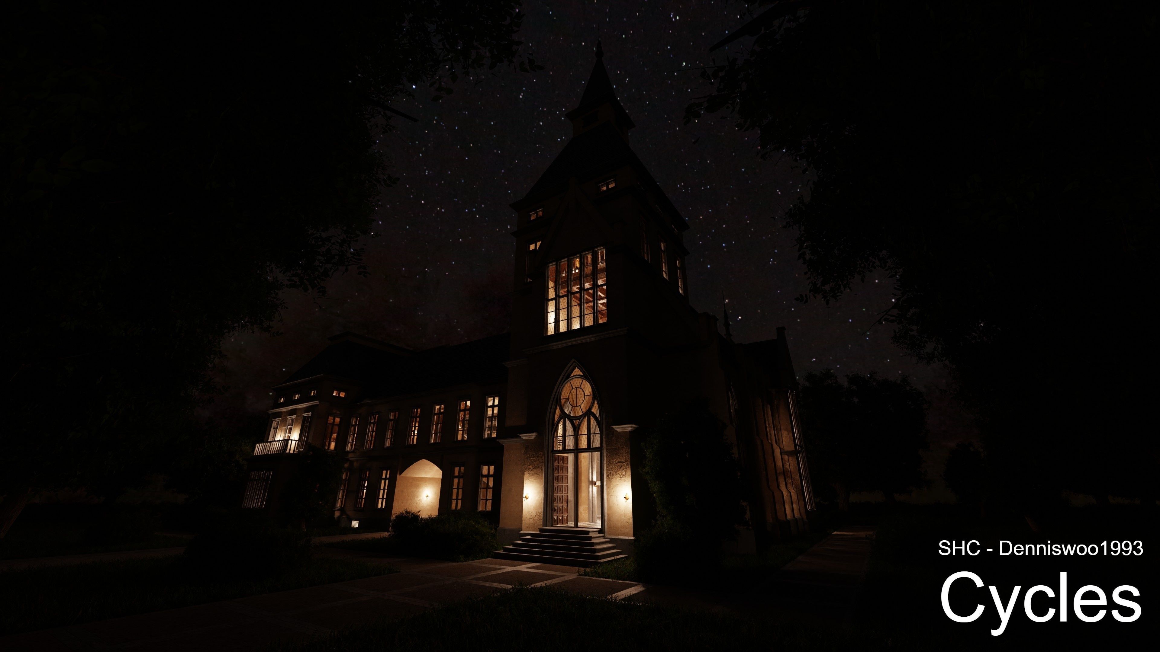 Classic Estate with interior for Blender Eevee and Cycles Low-poly 3D model_40