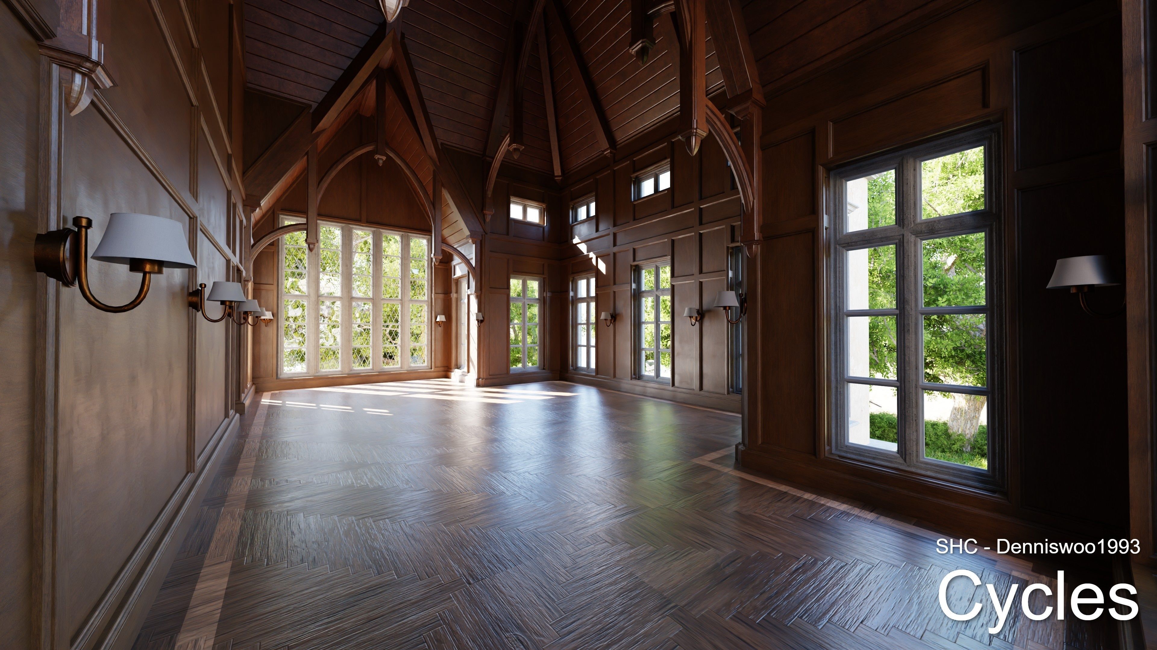 Classic Estate with interior for Blender Eevee and Cycles Low-poly 3D model_13