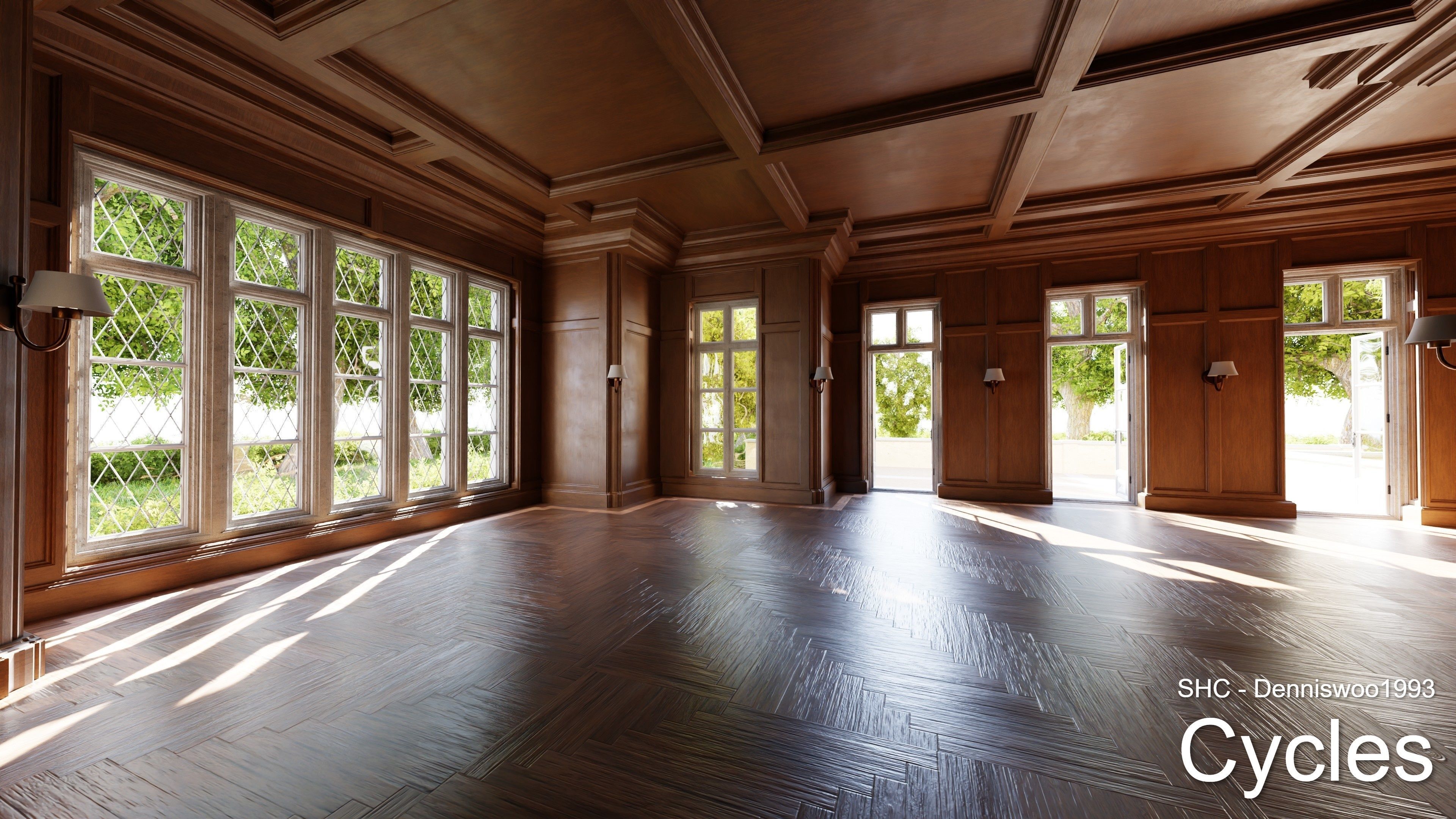 Classic Estate with interior for Blender Eevee and Cycles Low-poly 3D model_8