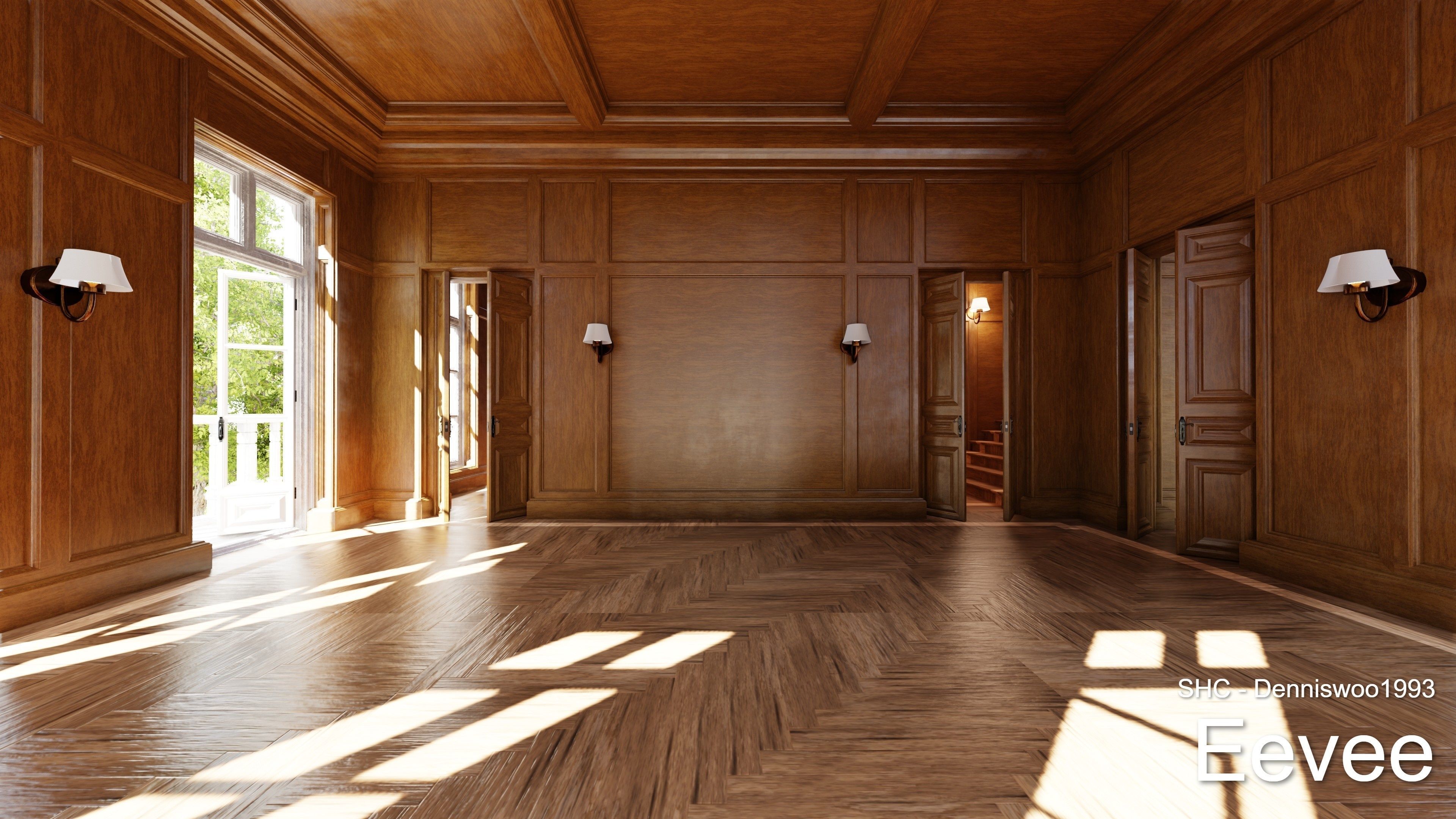 Classic Estate with interior for Blender Eevee and Cycles Low-poly 3D model_62