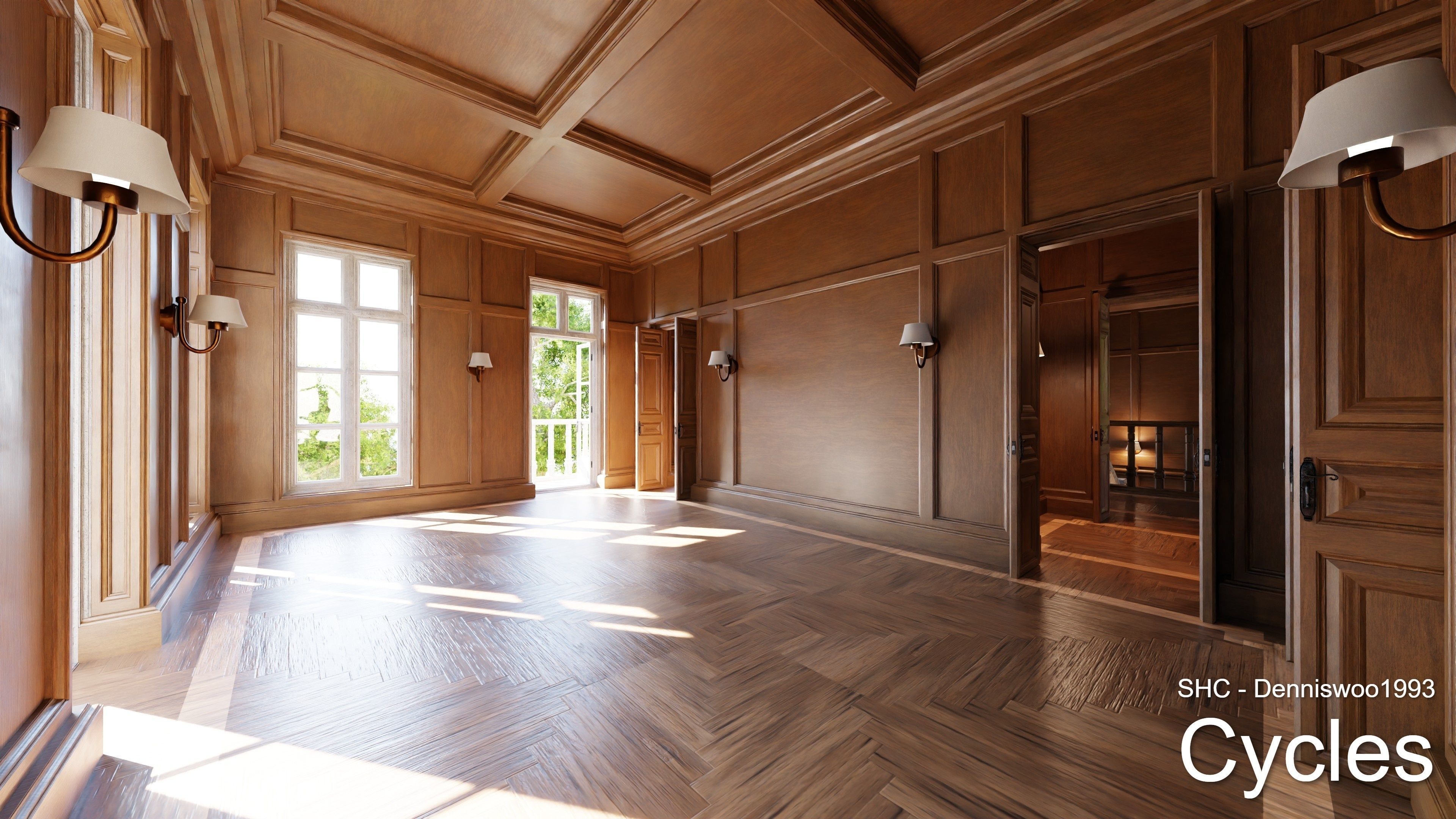 Classic Estate with interior for Blender Eevee and Cycles Low-poly 3D model_35