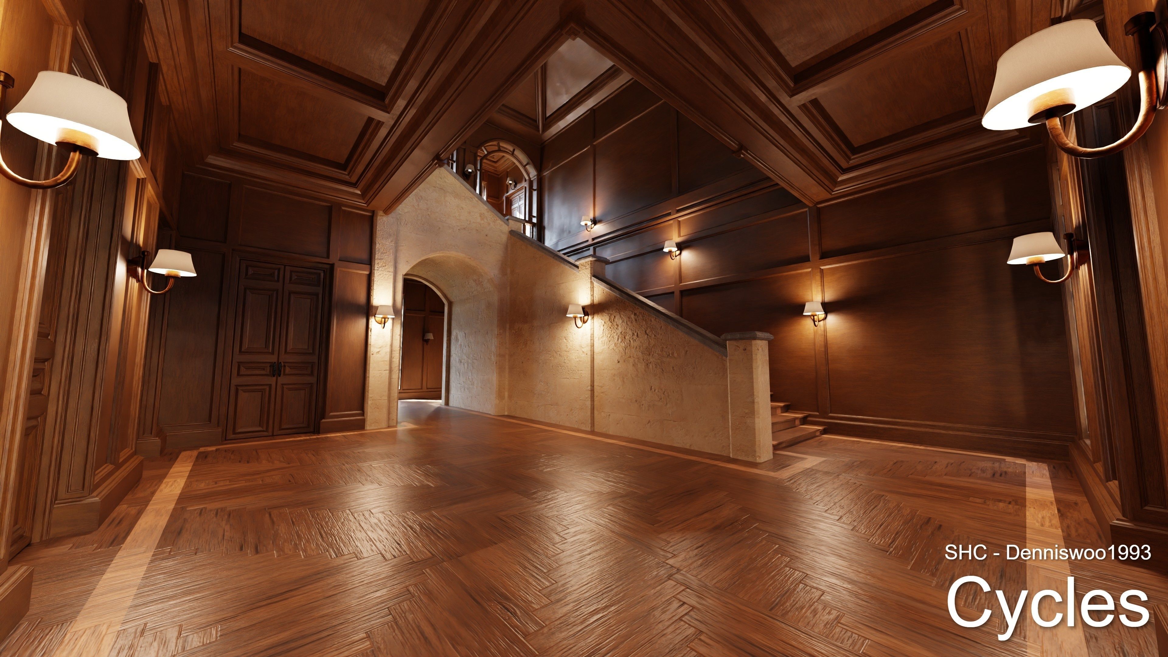 Classic Estate with interior for Blender Eevee and Cycles Low-poly 3D model_3