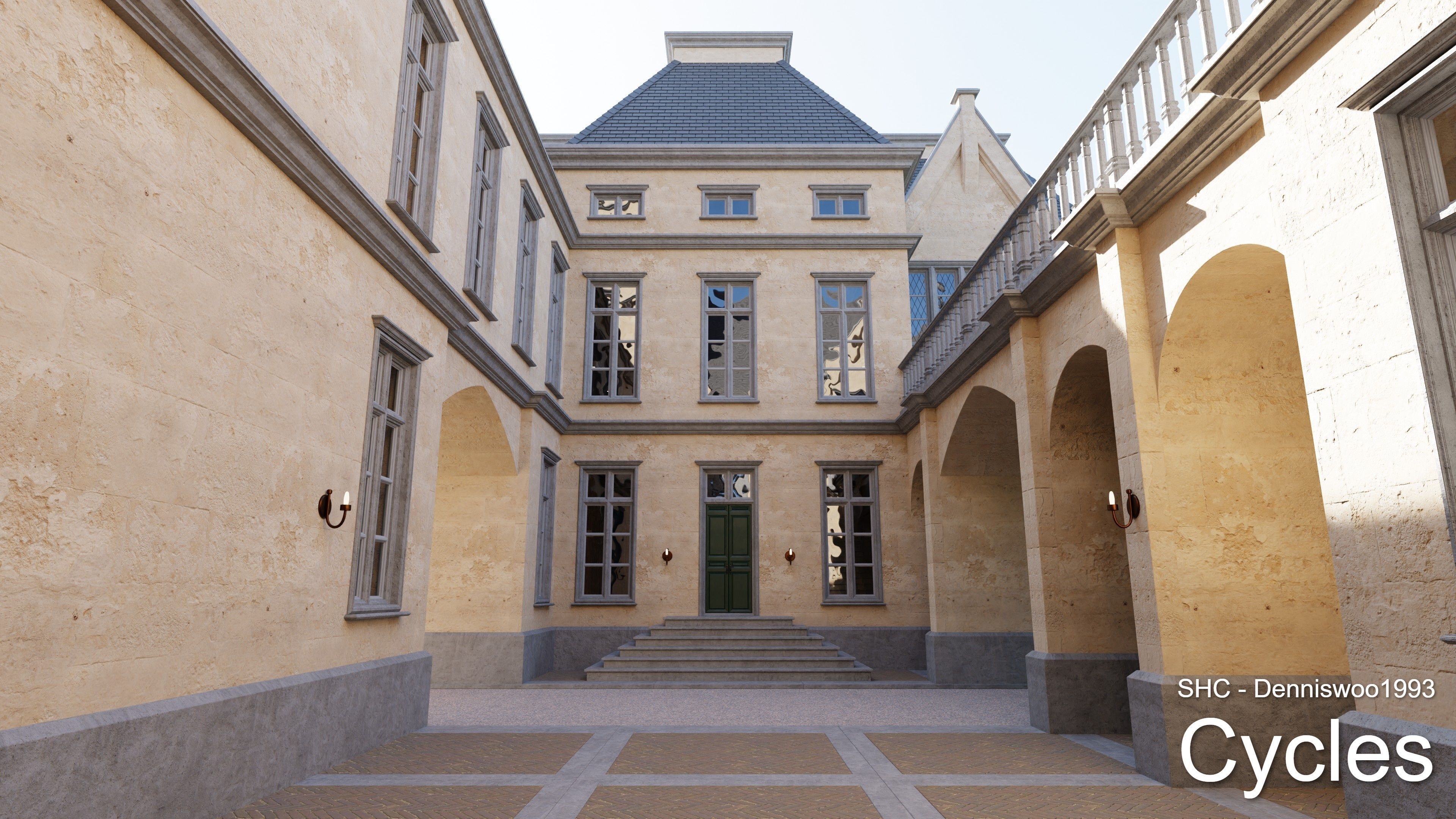 Classic Estate with interior for Blender Eevee and Cycles Low-poly 3D model_28