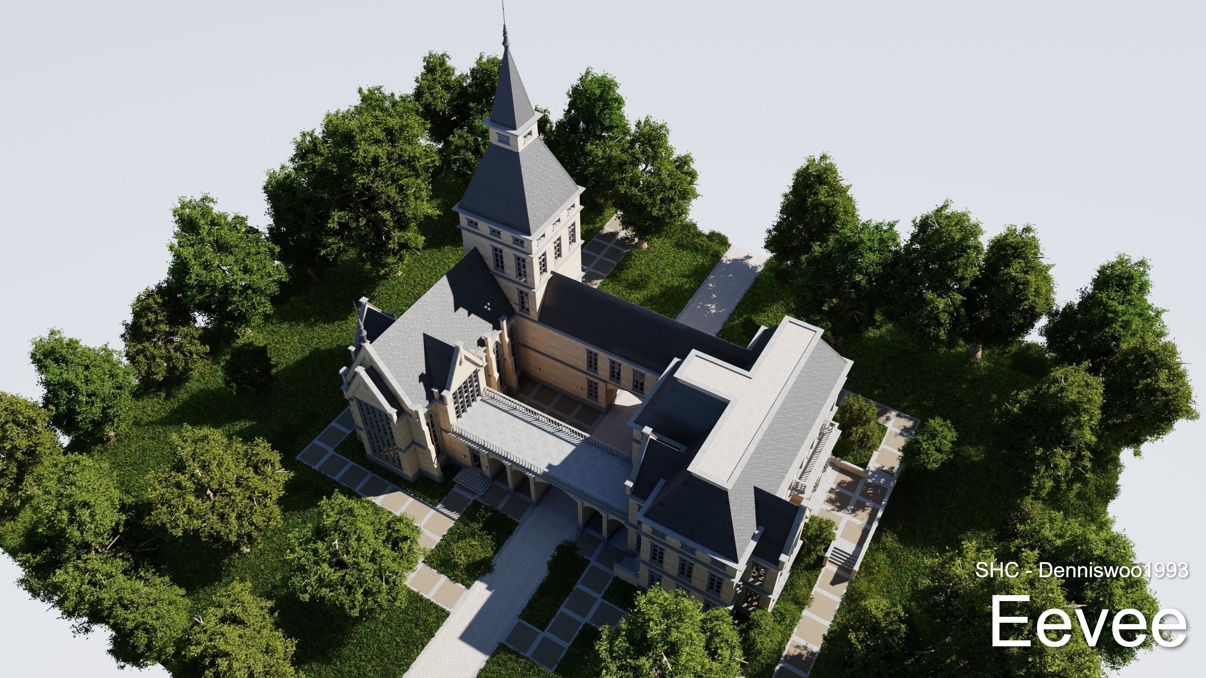 Classic Estate with interior for Blender Eevee and Cycles Low-poly 3D model_72