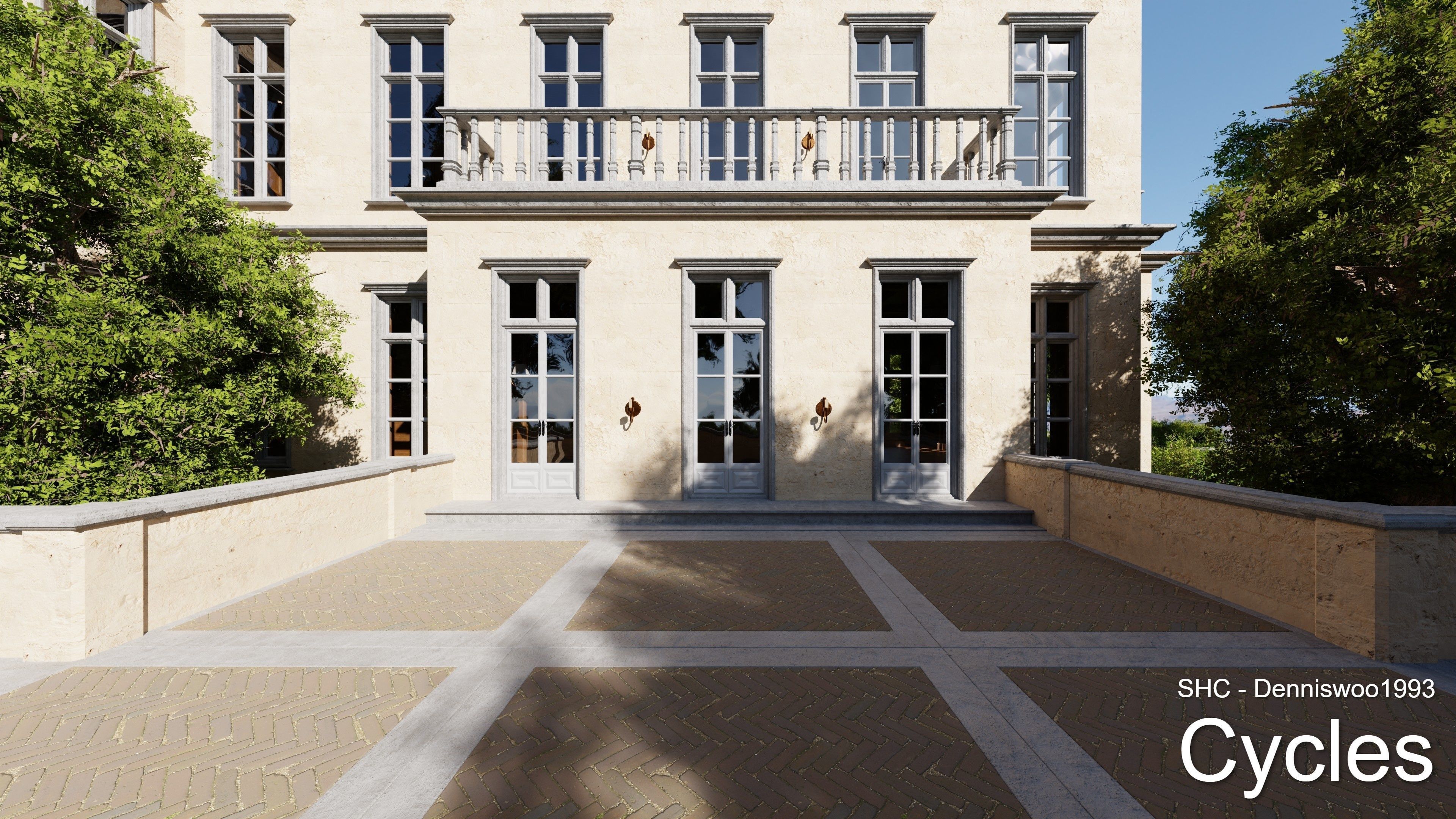 Classic Estate with interior for Blender Eevee and Cycles Low-poly 3D model_36