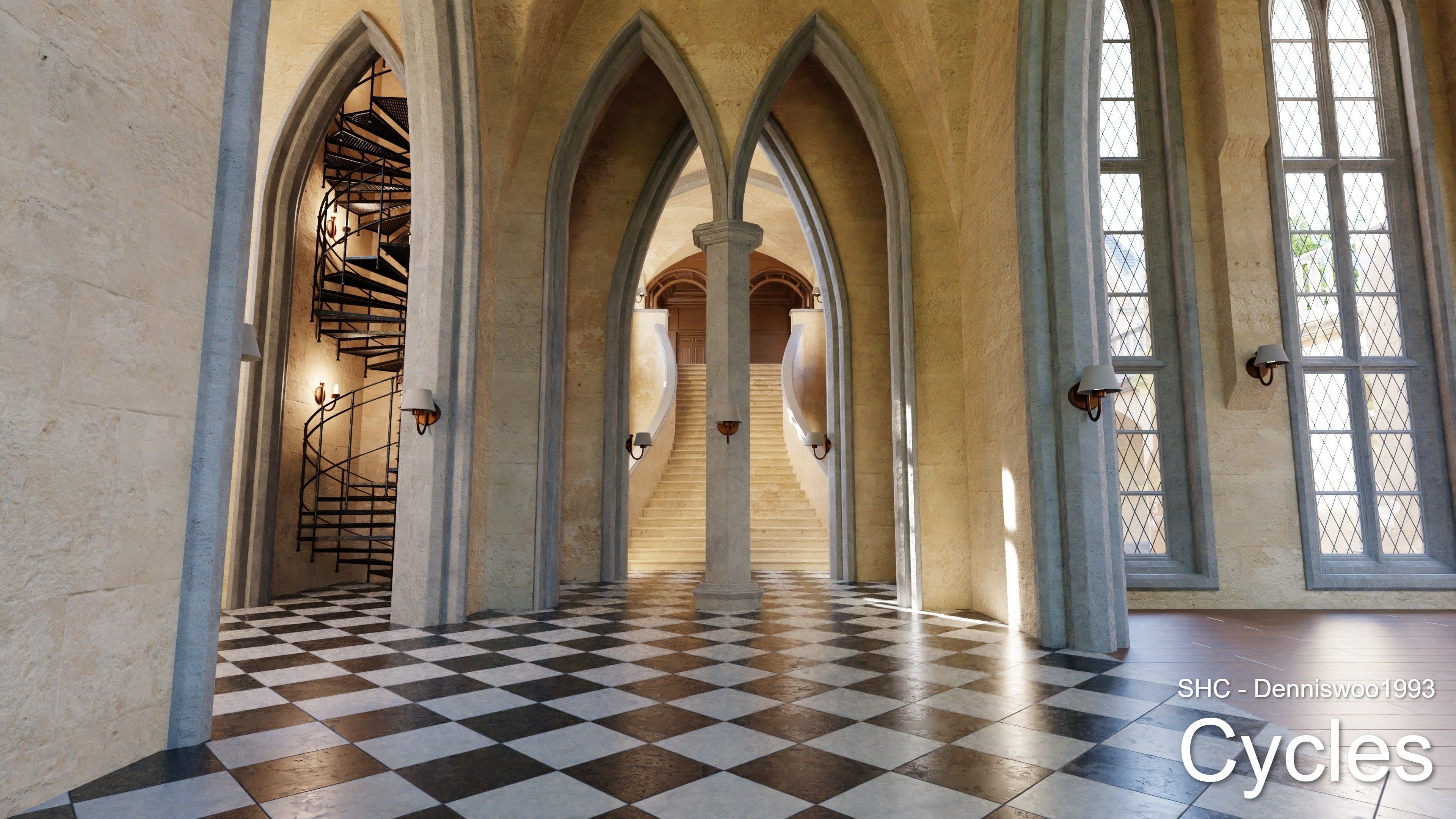 Classic Estate with interior for Blender Eevee and Cycles Low-poly 3D model_25