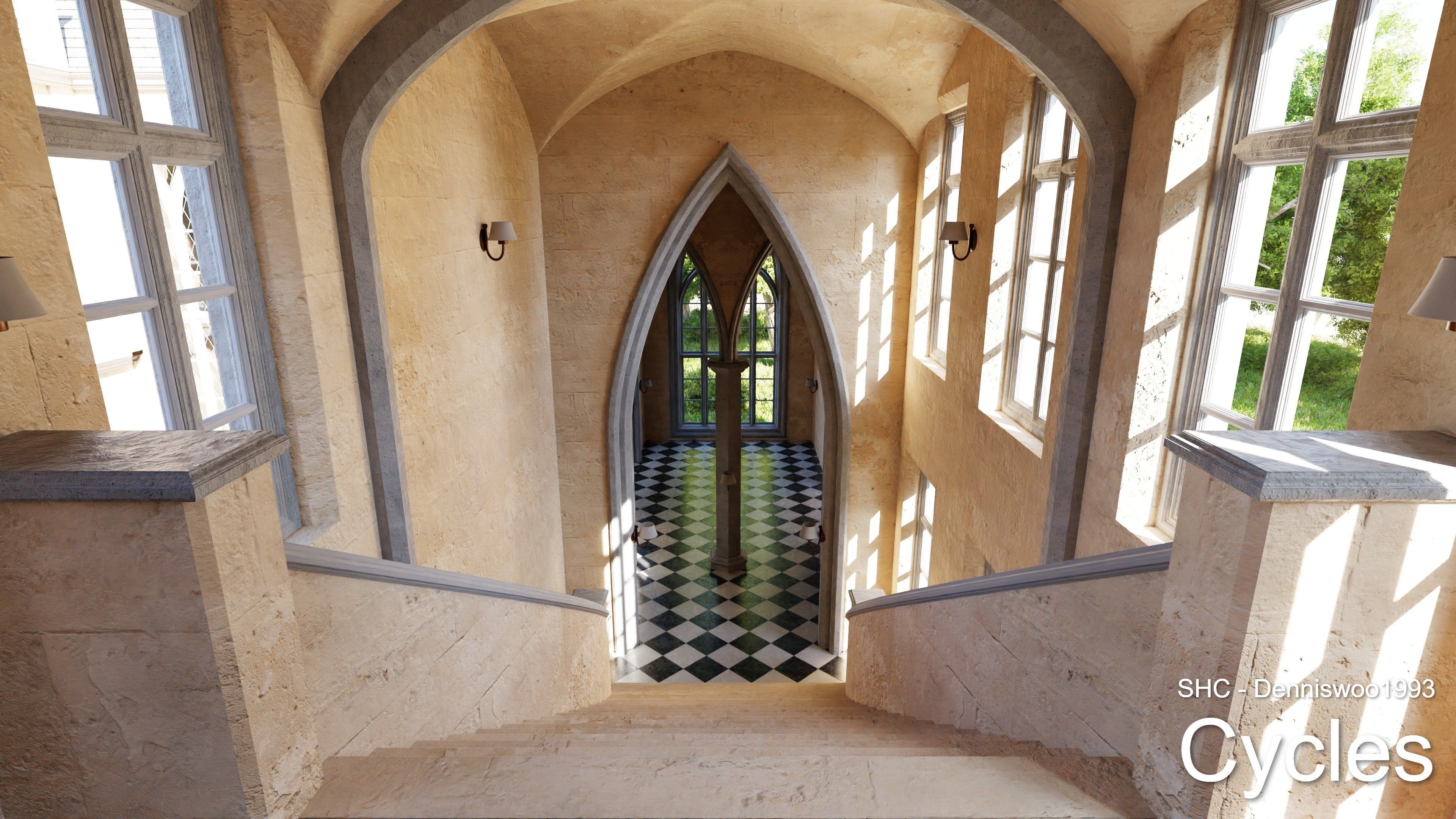 Classic Estate with interior for Blender Eevee and Cycles Low-poly 3D model_26